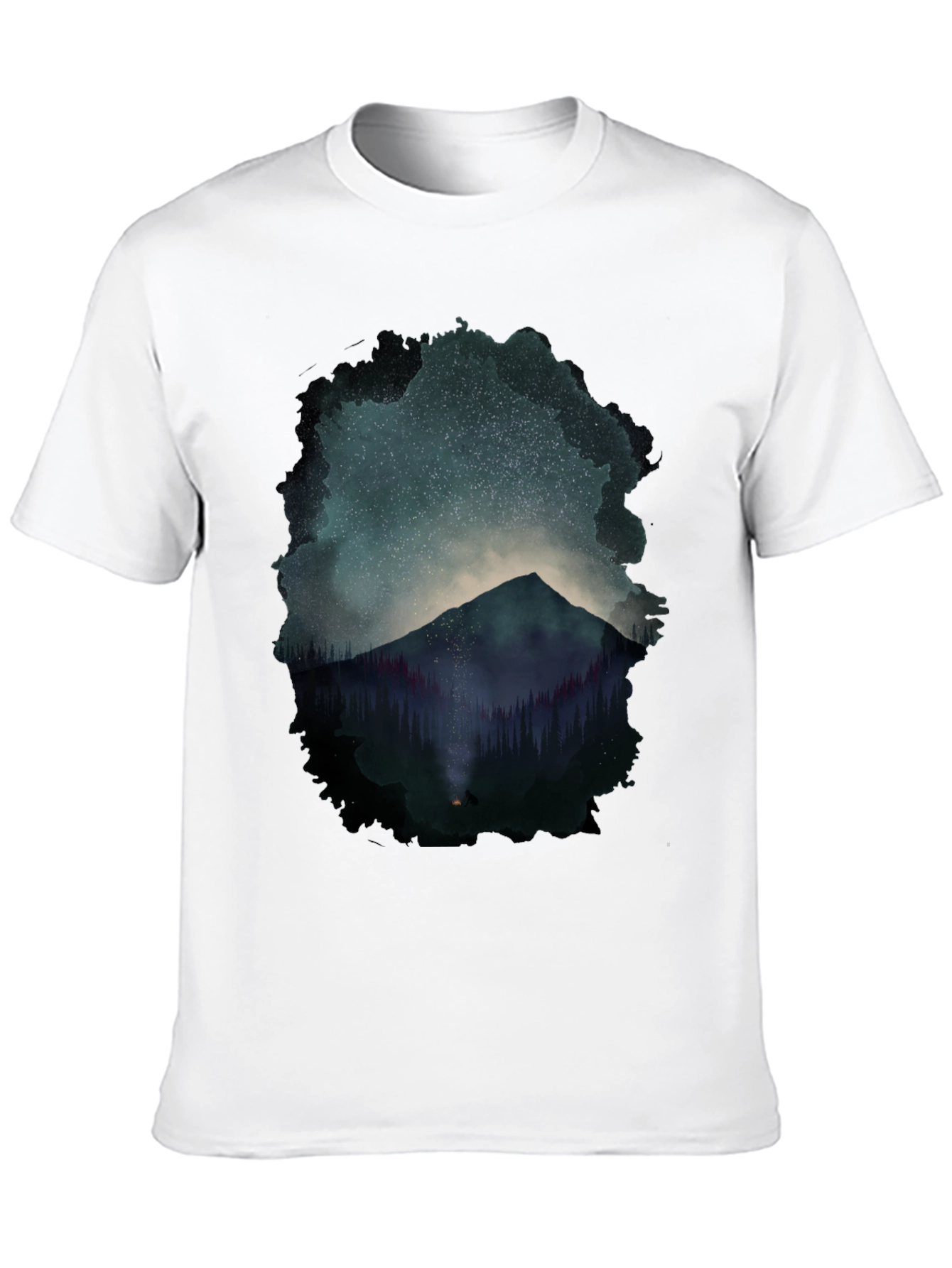 Mountain Starry Night Graphic Tee - Black