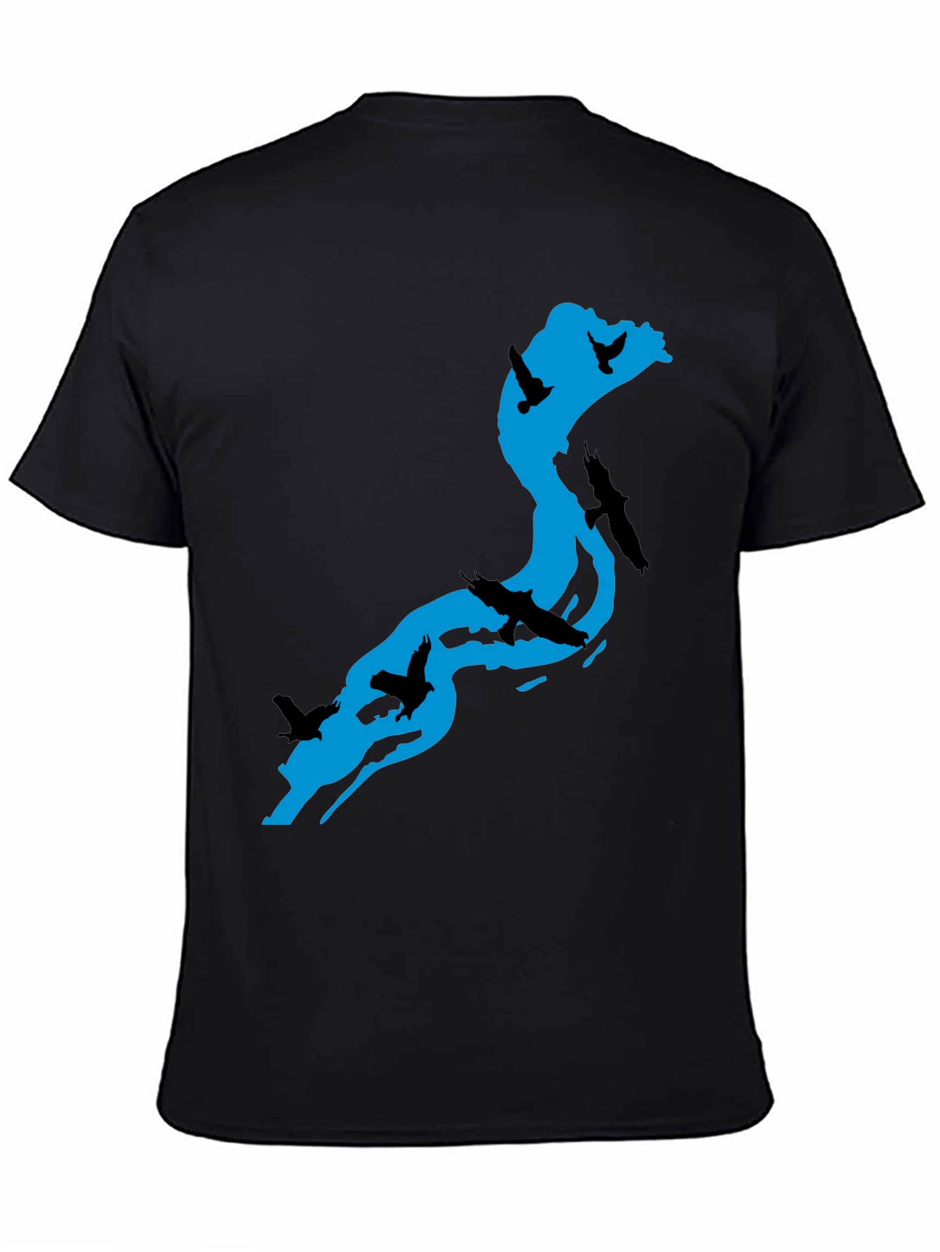 River Birds Graphic T-Shirt - Black Cotton Tee