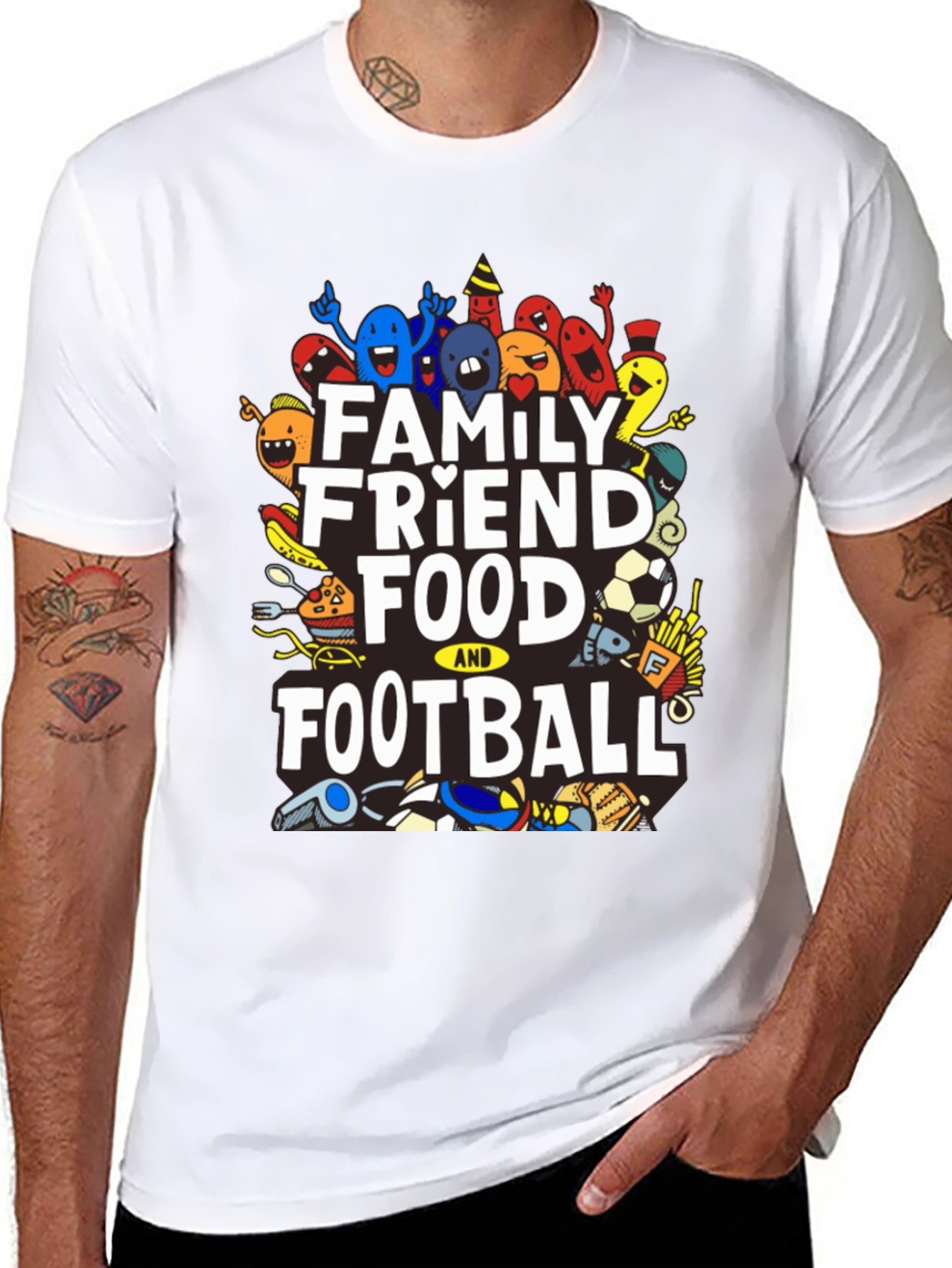 Family Friend Food & Football Graphic Tee