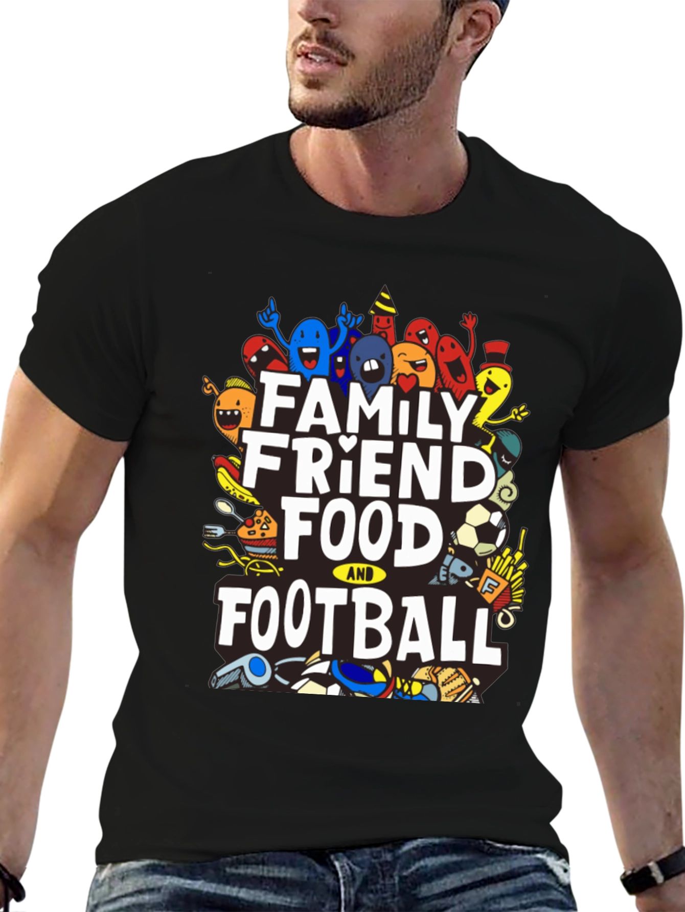 Family Friend Food & Football Graphic Tee