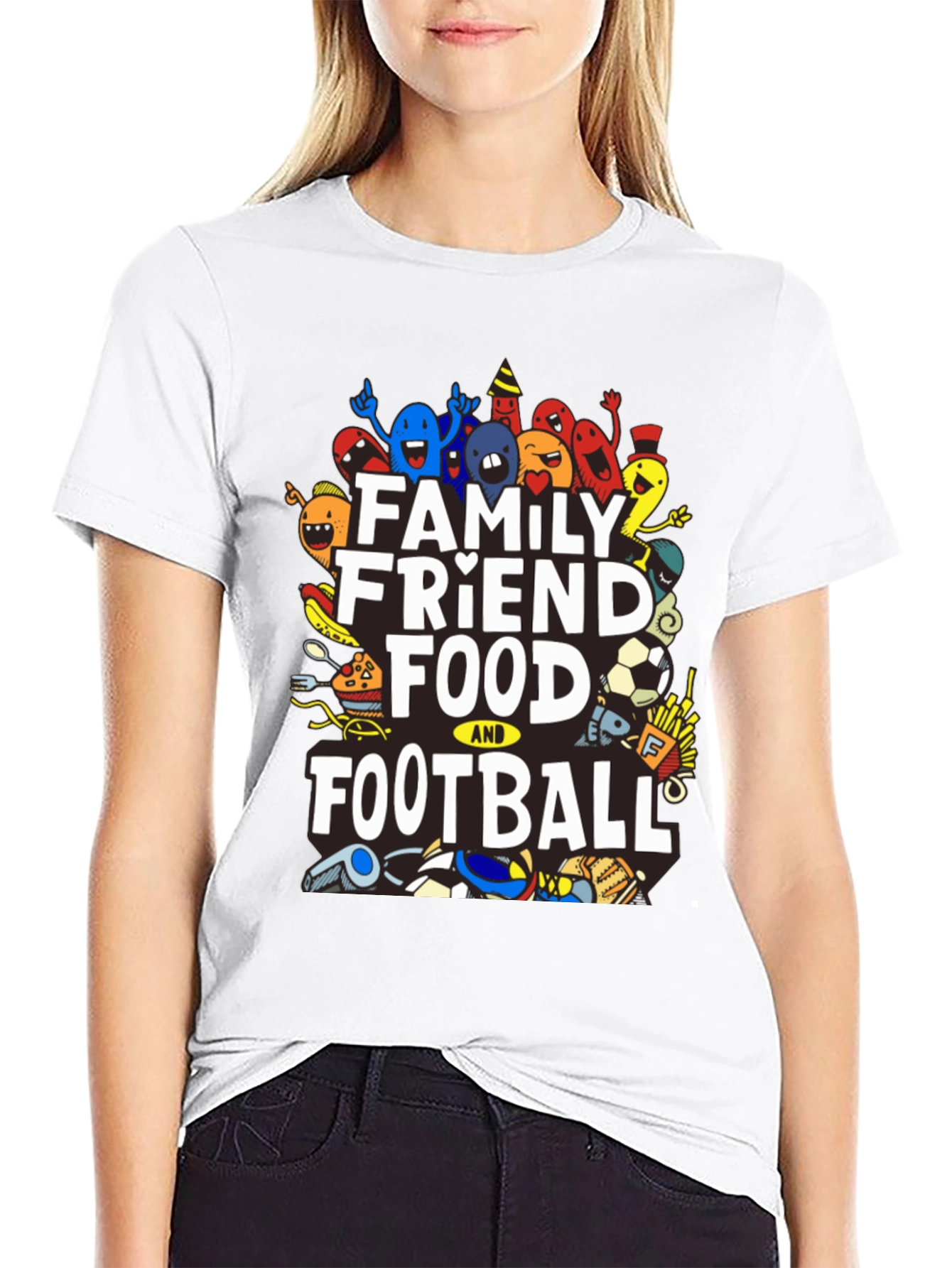 Family Friend Food & Football Graphic Tee