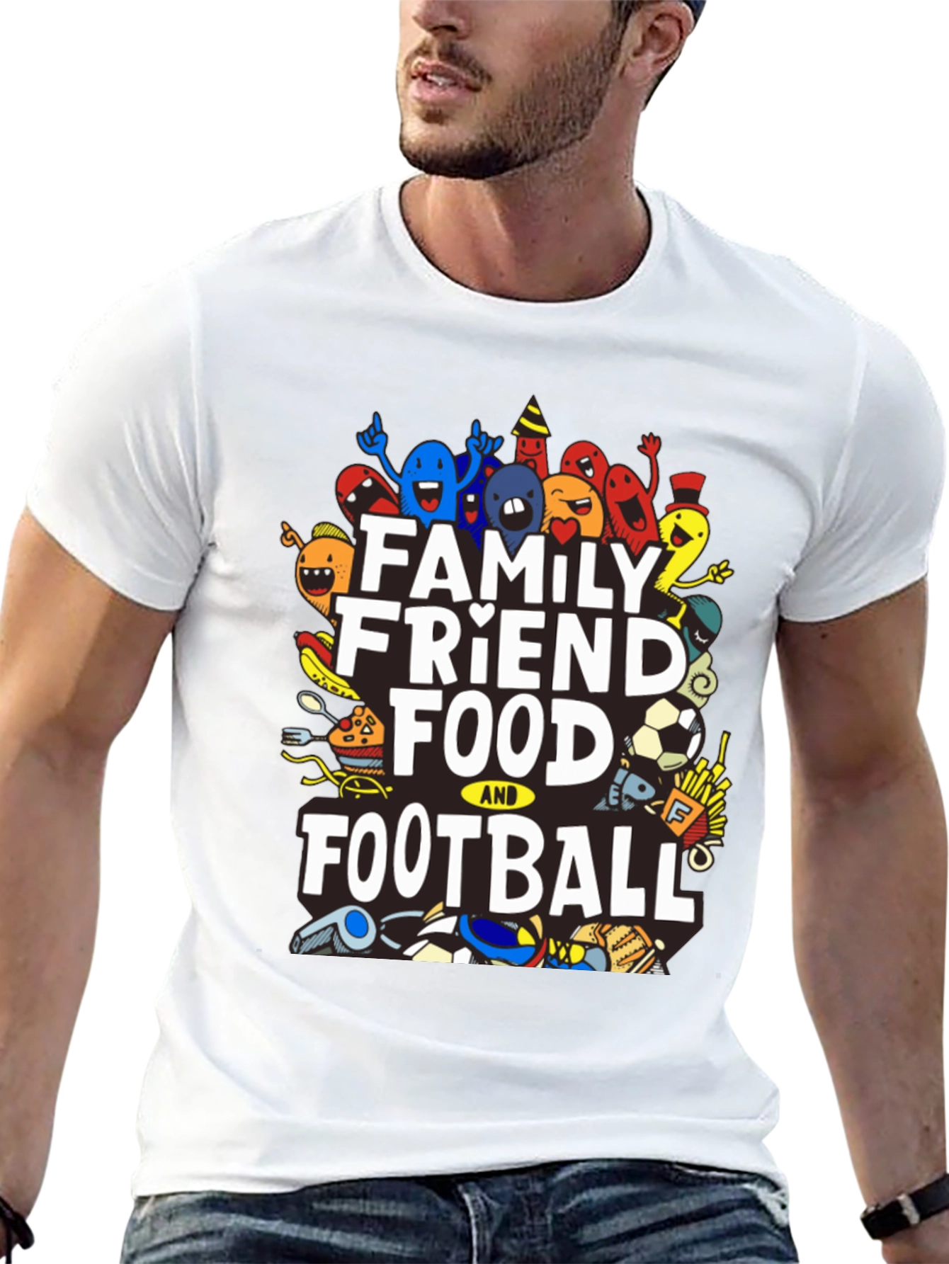 Family Friend Food & Football Graphic Tee