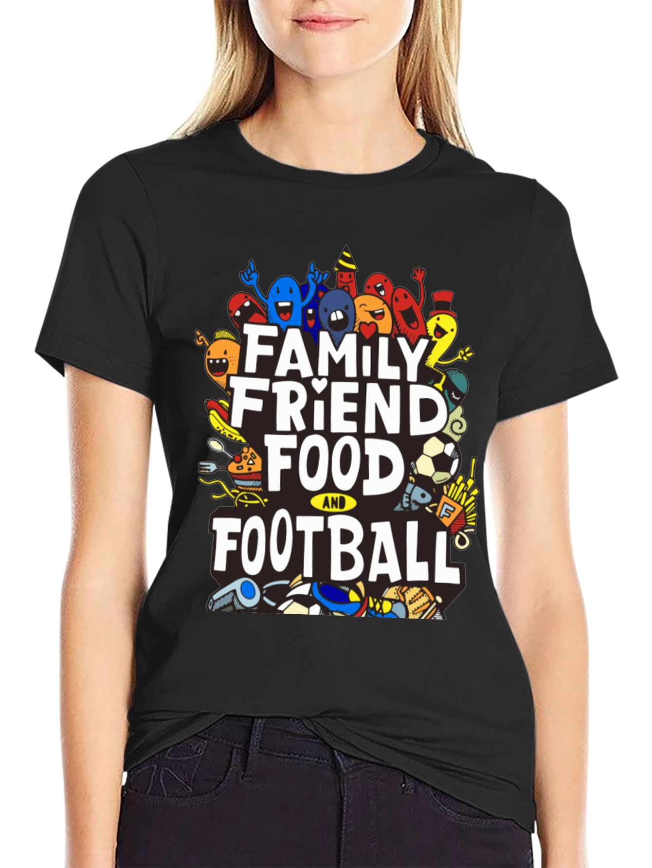 Family Friend Food & Football Graphic Tee