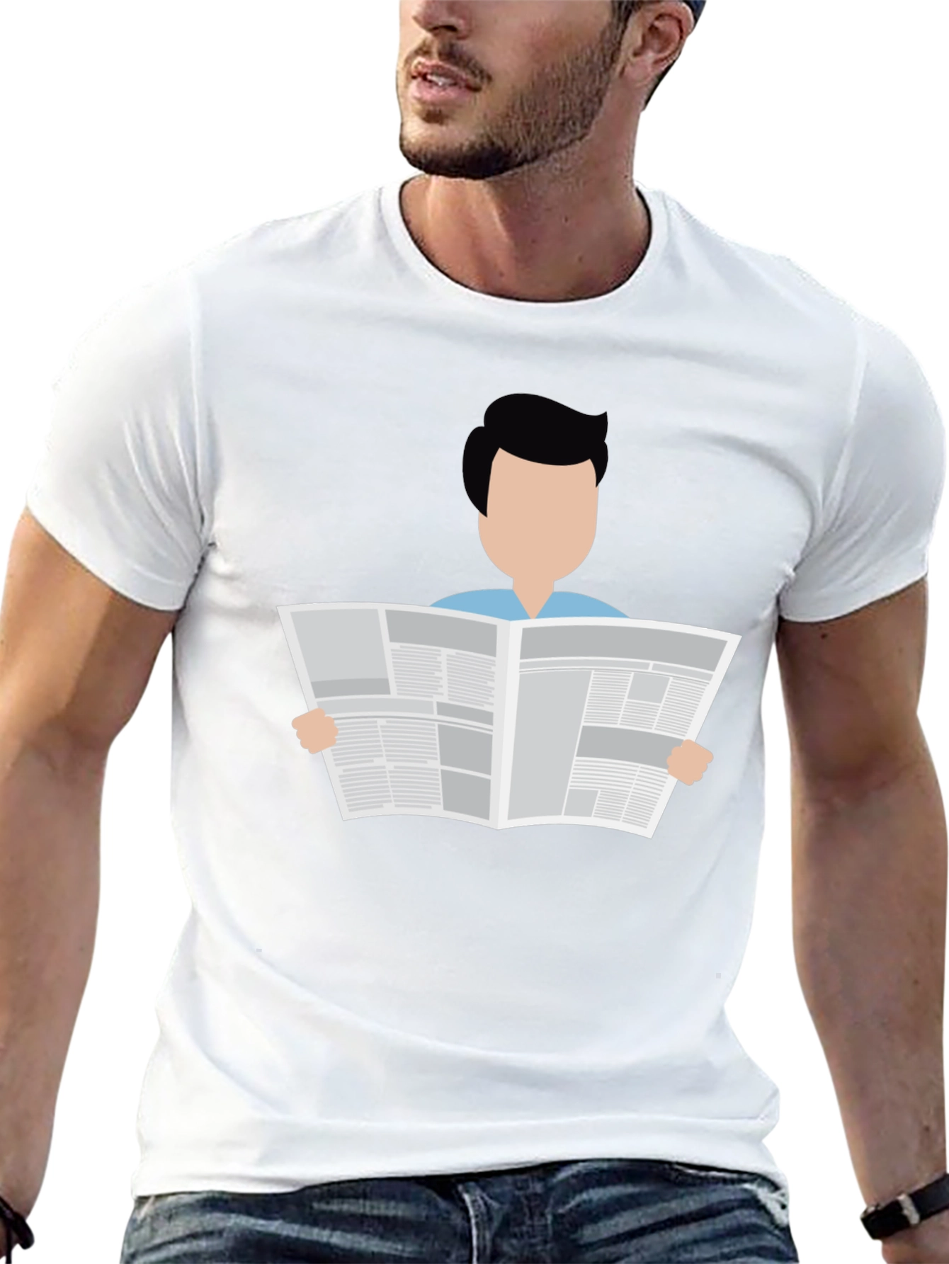 Man Reading Newspaper Graphic T-Shirt
