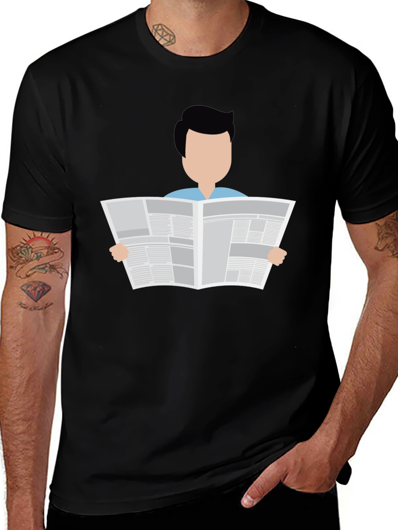 Man Reading Newspaper Graphic T-Shirt