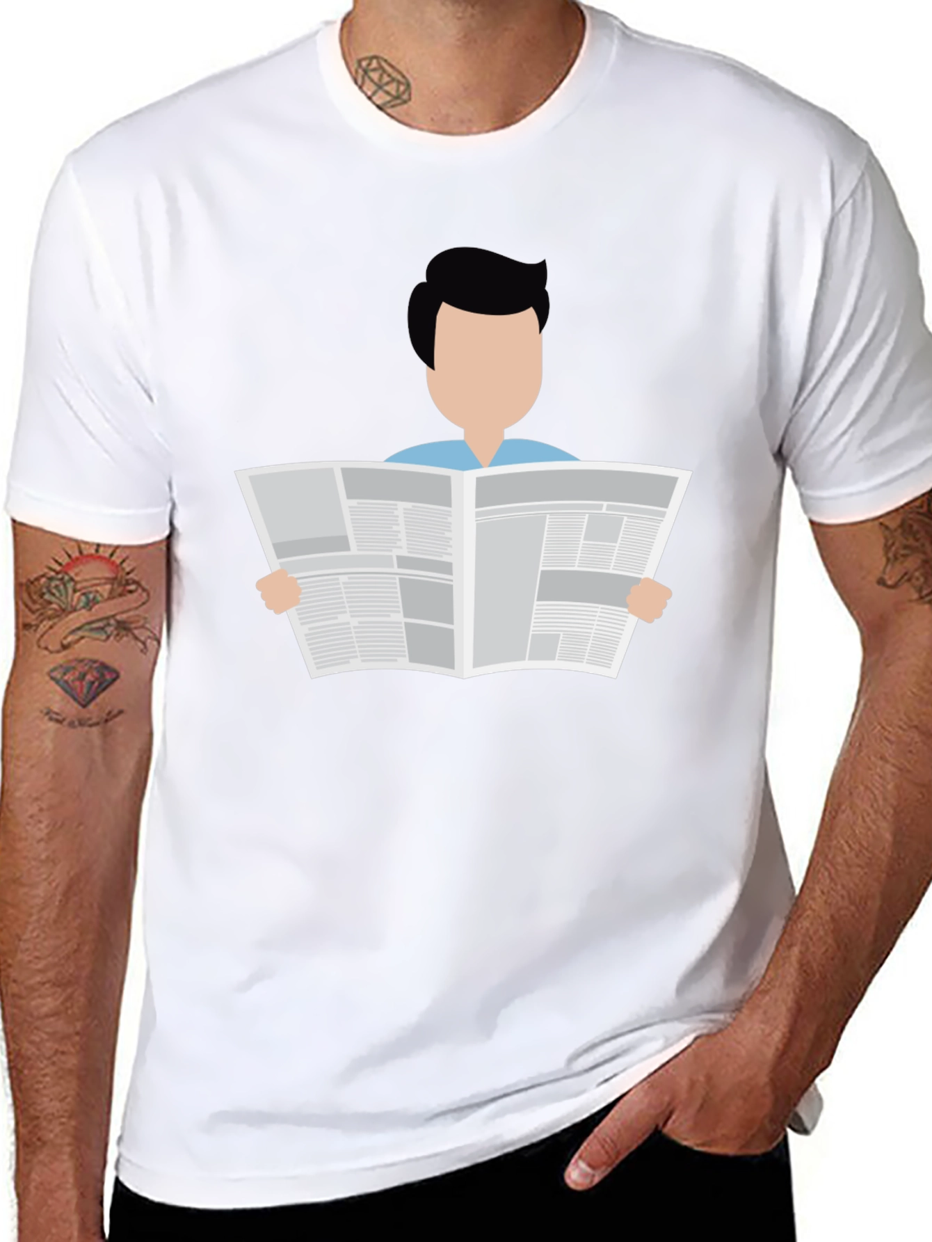 Man Reading Newspaper Graphic T-Shirt