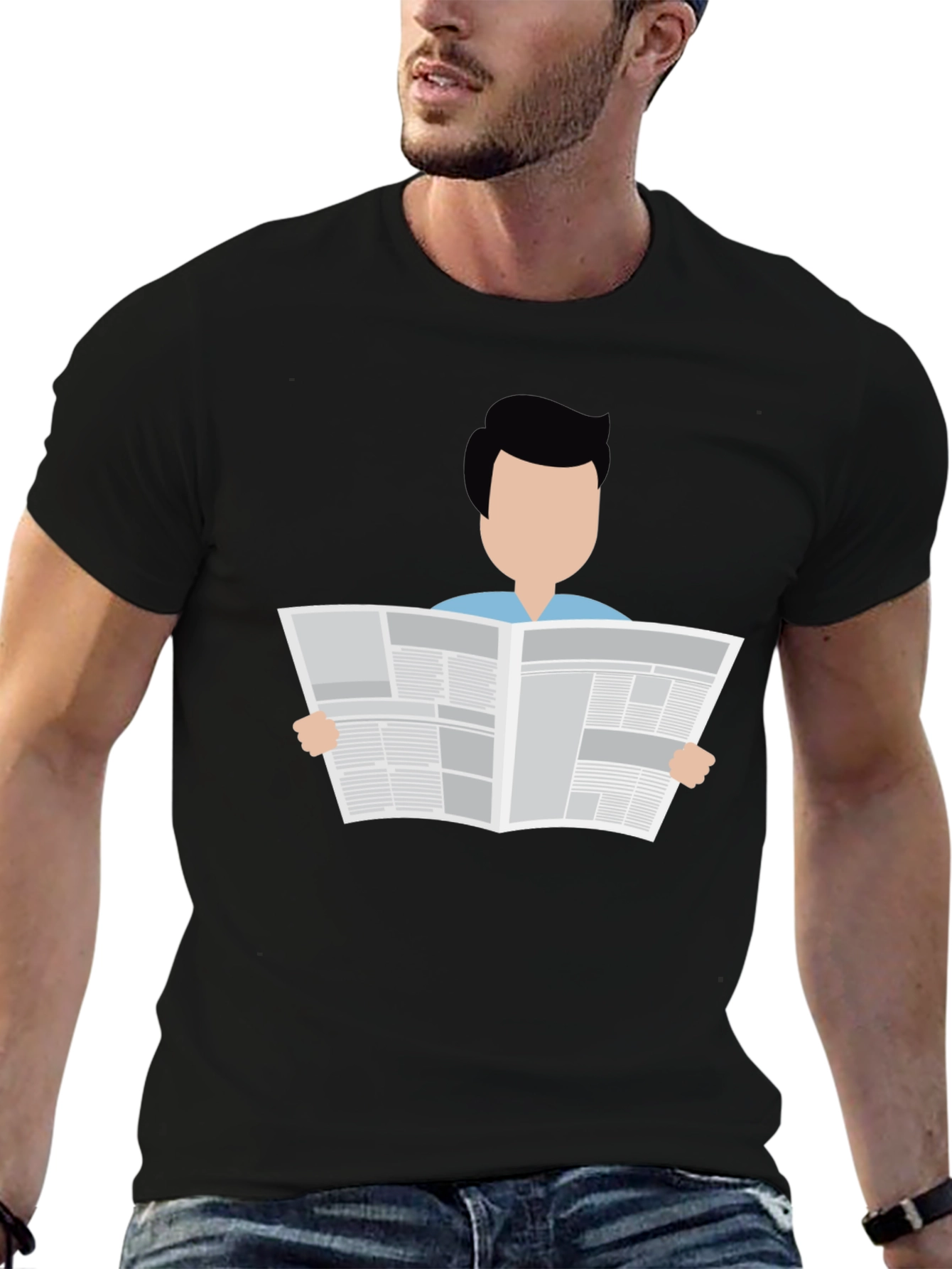 Man Reading Newspaper Graphic T-Shirt