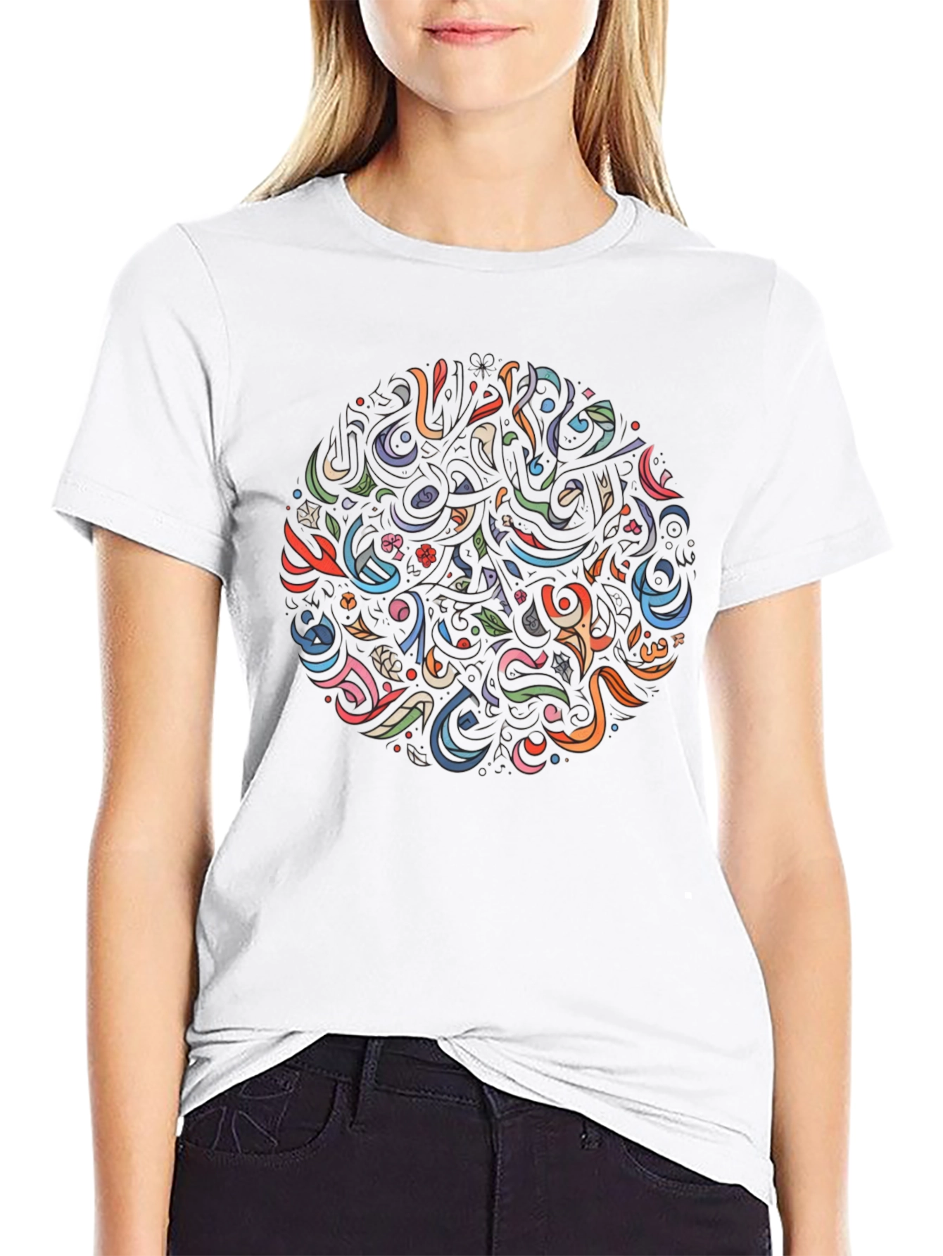 Abstract Floral Graphic Black T-Shirt