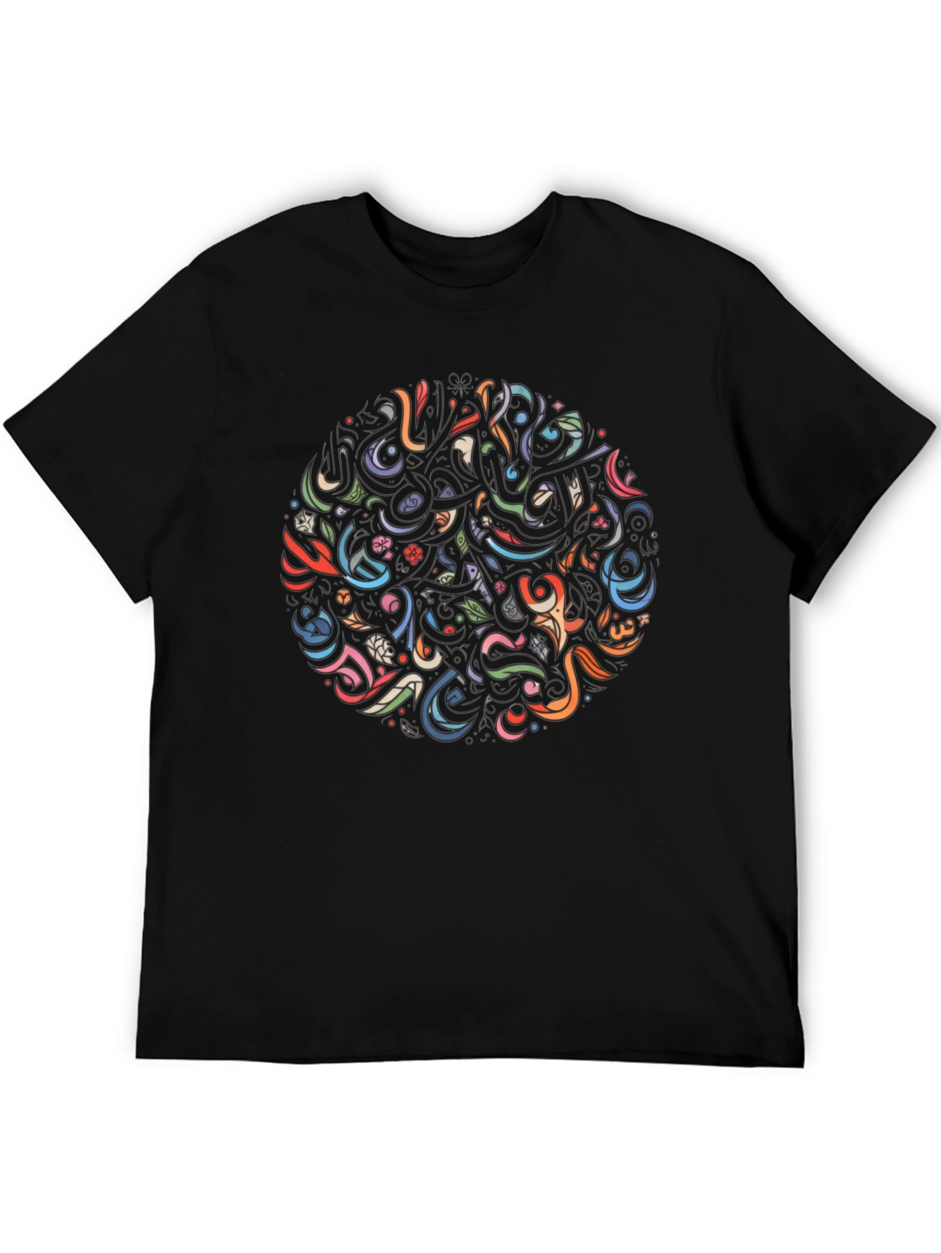 Abstract Floral Graphic Black T-Shirt