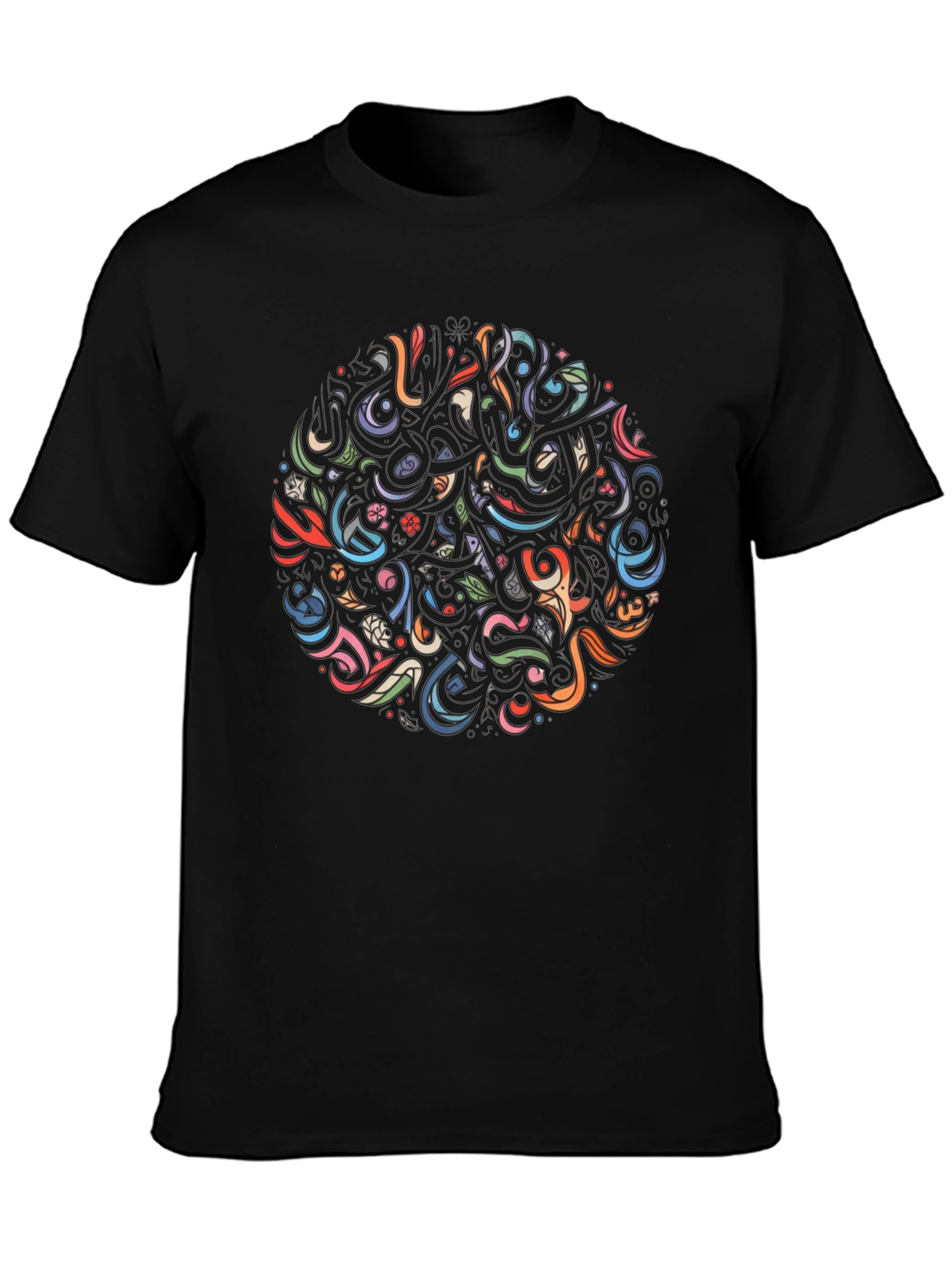 Abstract Floral Graphic Black T-Shirt