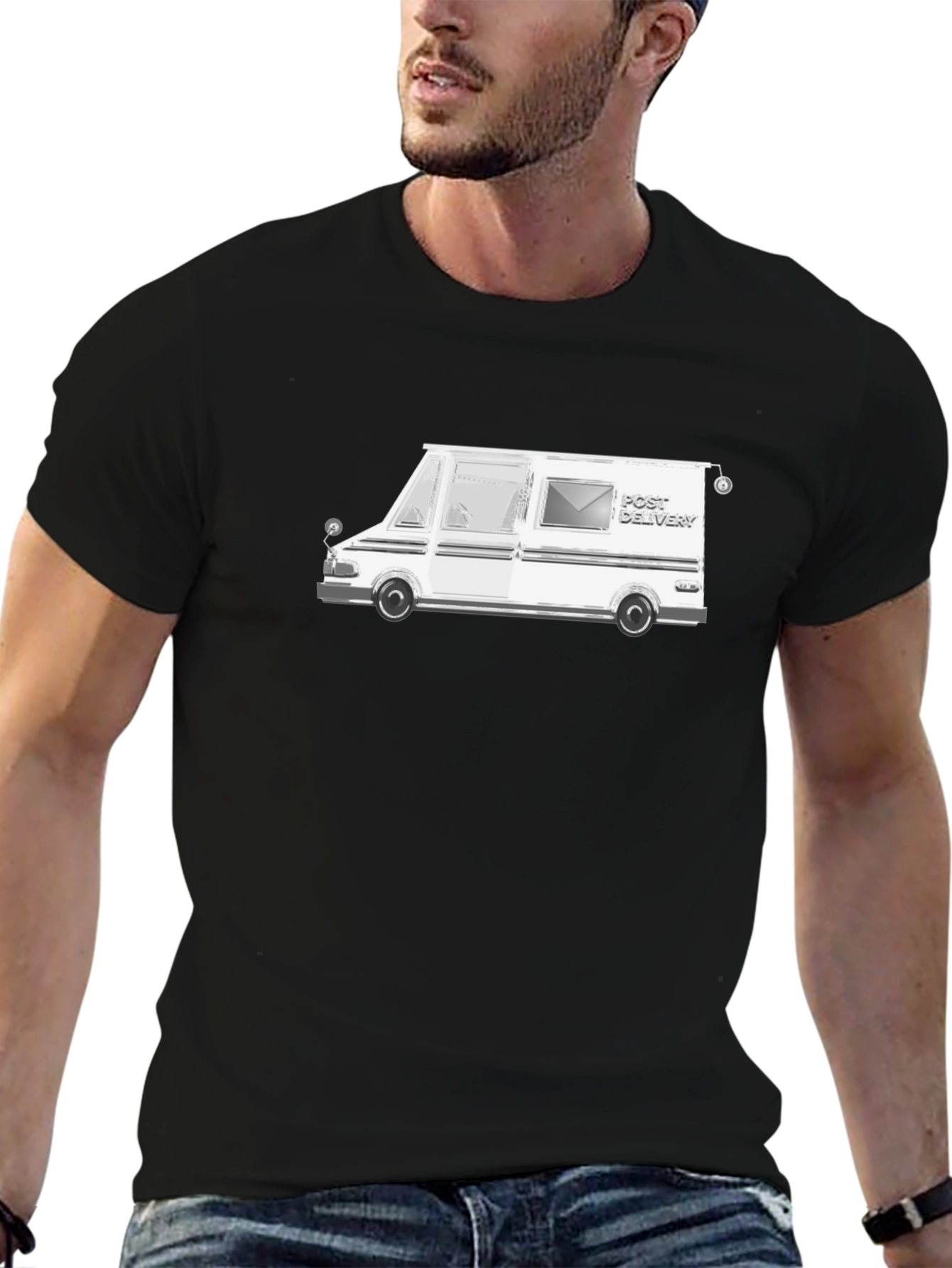 Post Delivery Graphic Tee - Black Cotton T-Shirt