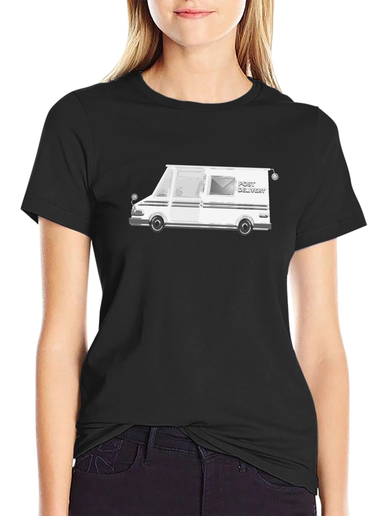 Post Delivery Graphic Tee - Black Cotton T-Shirt