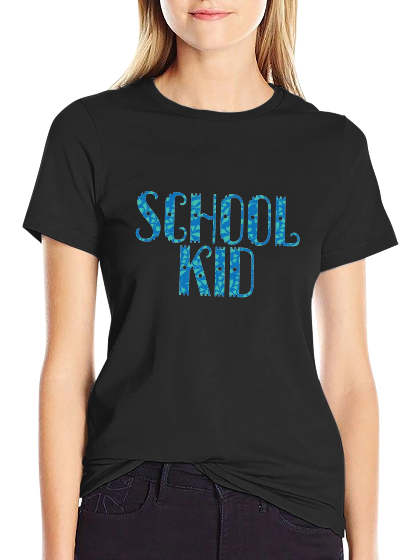 School Kid Graphic Tee - Black Cotton T-Shirt