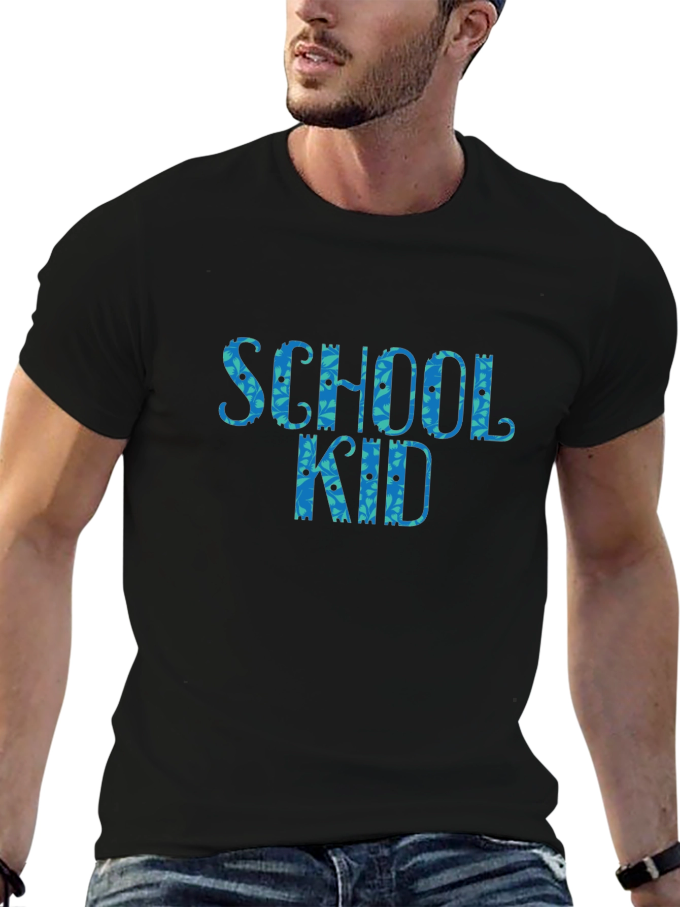 School Kid Graphic Tee - Black Cotton T-Shirt