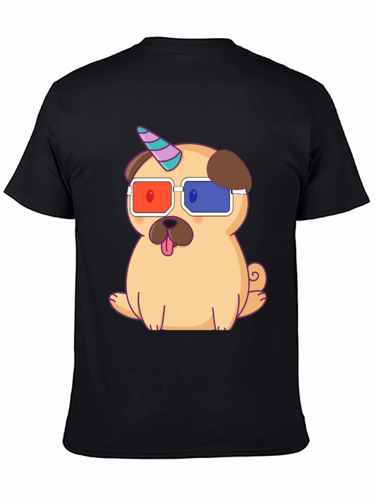 Unicorn Pug T-Shirt - Cute 3D Glasses Dog Tee