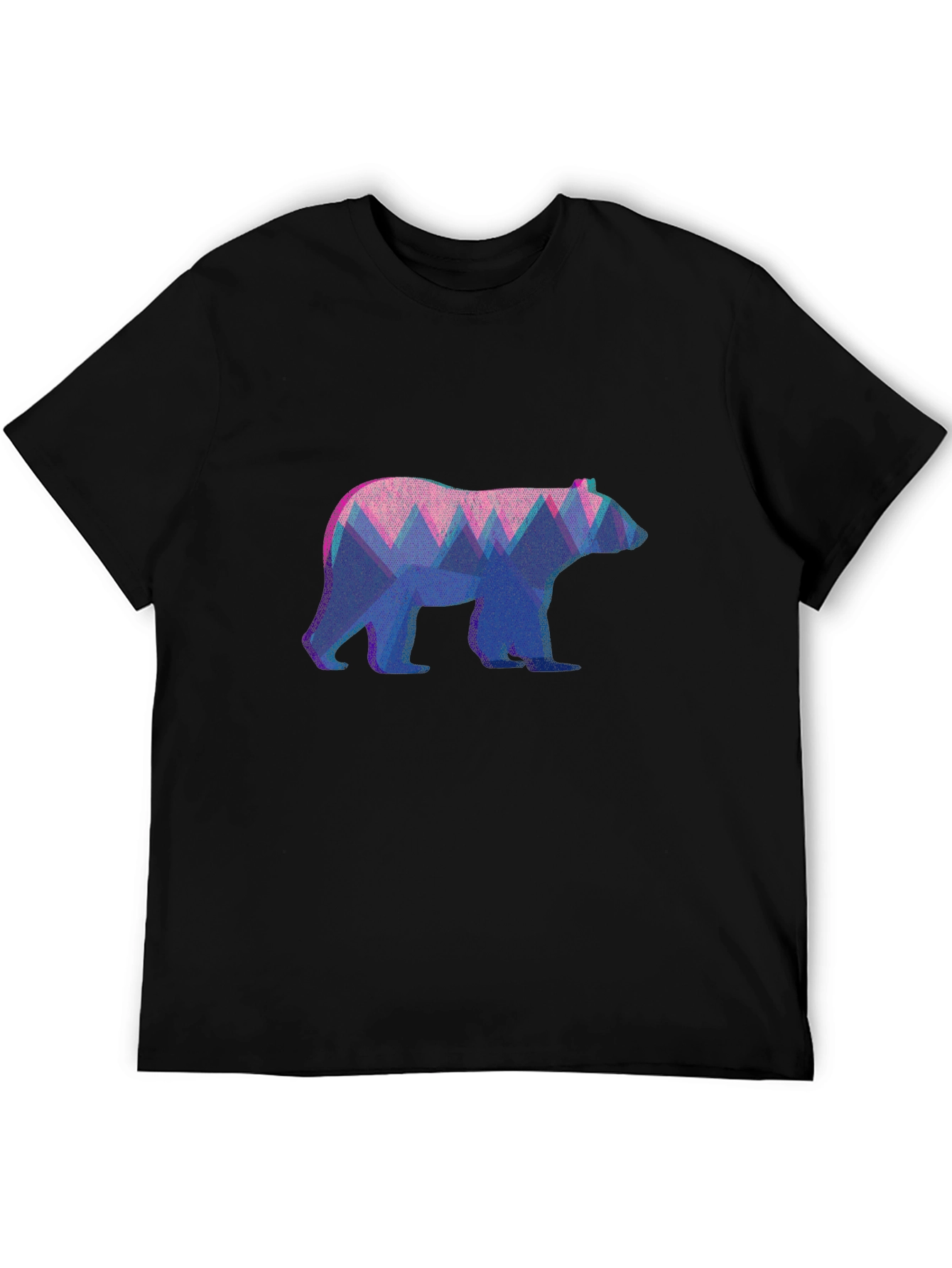 Geometric Bear Graphic Tee - Black