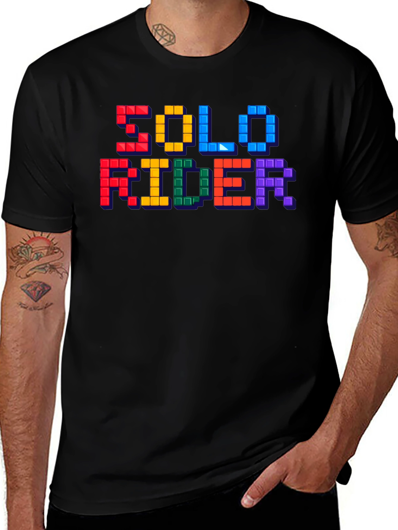 Solo Rider Tetris Style Graphic T-Shirt