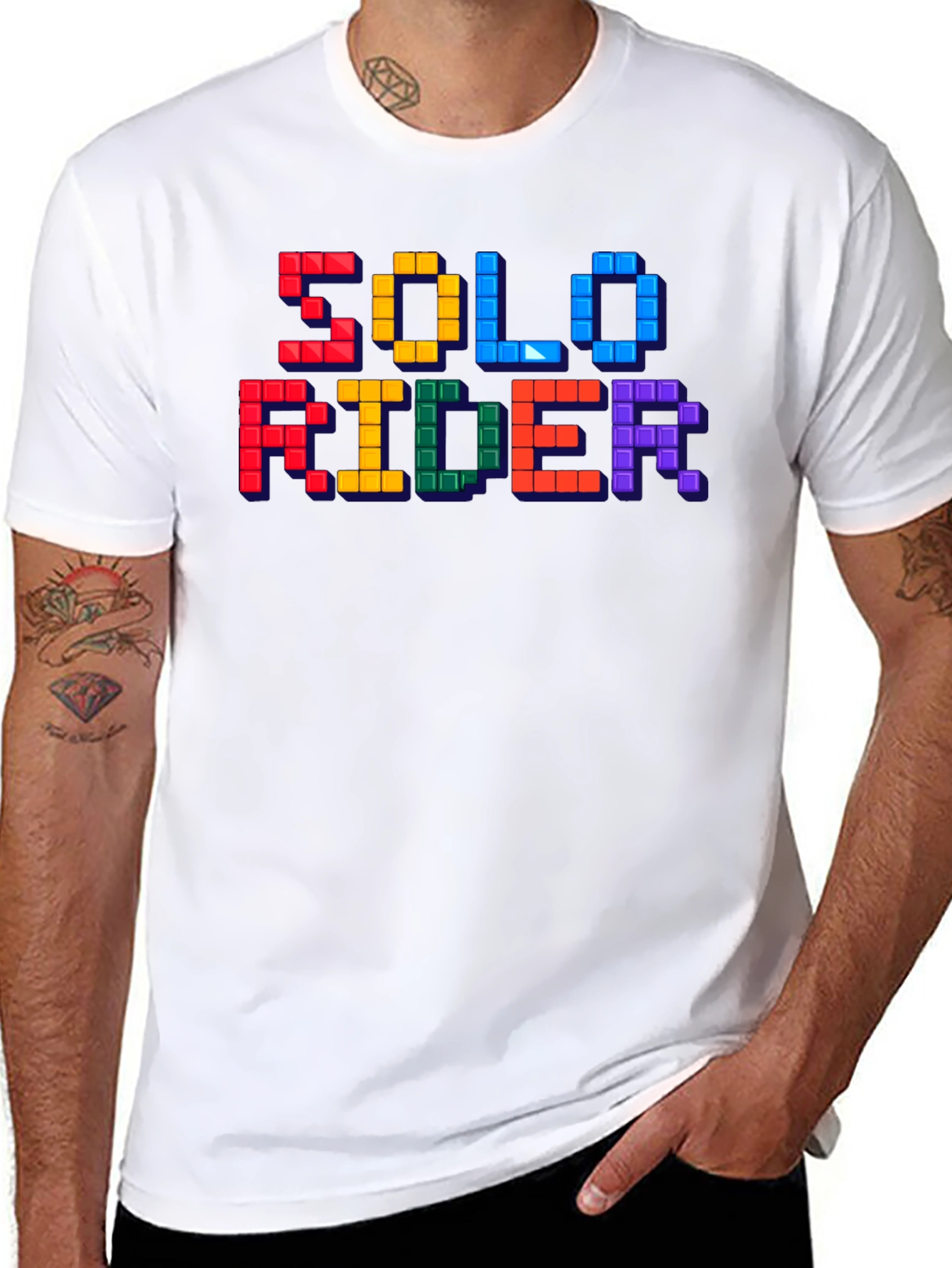 Solo Rider Tetris Style Graphic T-Shirt