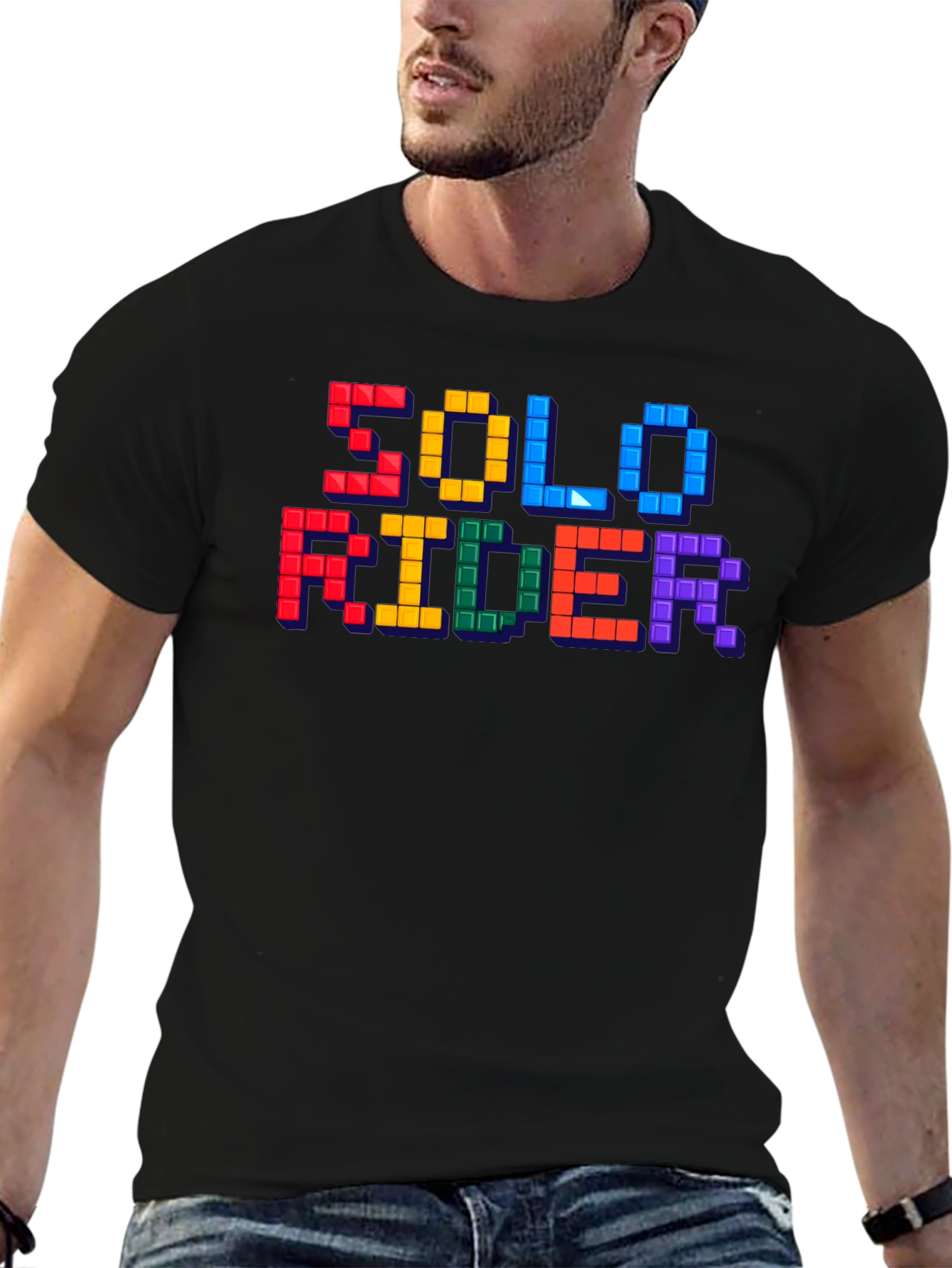 Solo Rider Tetris Style Graphic T-Shirt