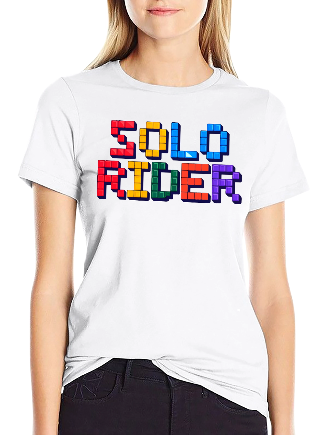 Solo Rider Tetris Style Graphic T-Shirt
