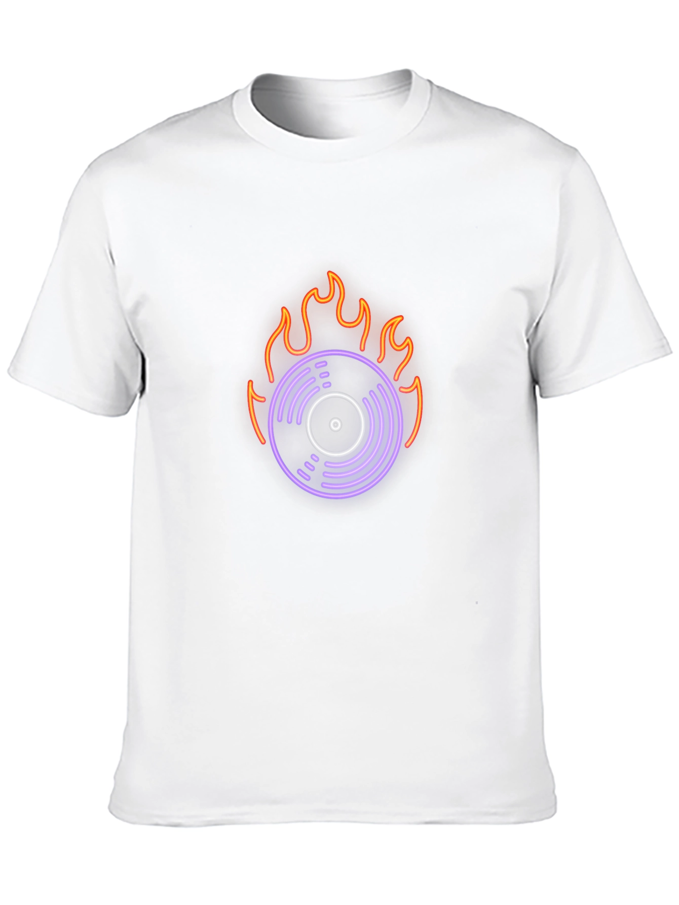 Fiery Vinyl Graphic Tee - Retro Music Lover Shirt