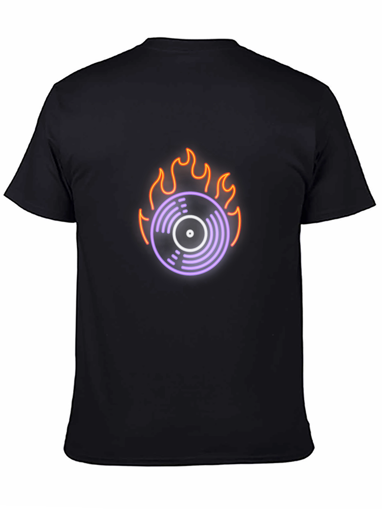 Fiery Vinyl Graphic Tee - Retro Music Lover Shirt