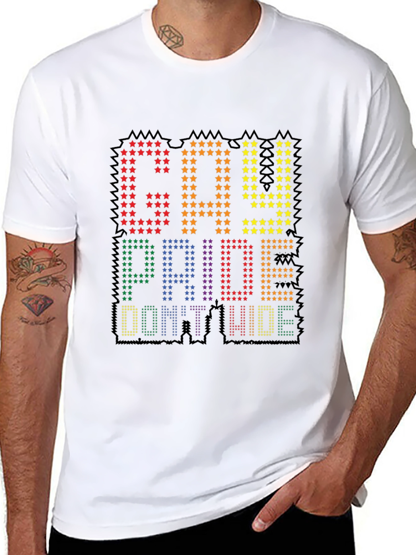 Gay Pride Graphic Tee - Rainbow Star Design