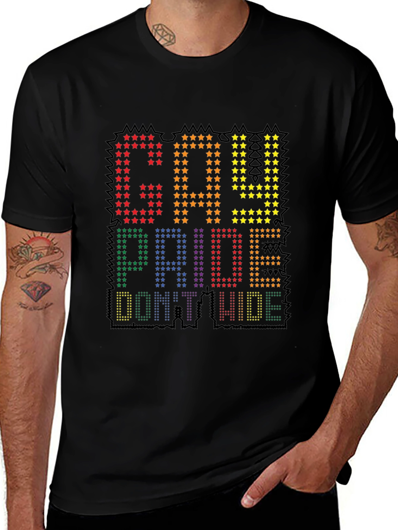 Gay Pride Graphic Tee - Rainbow Star Design