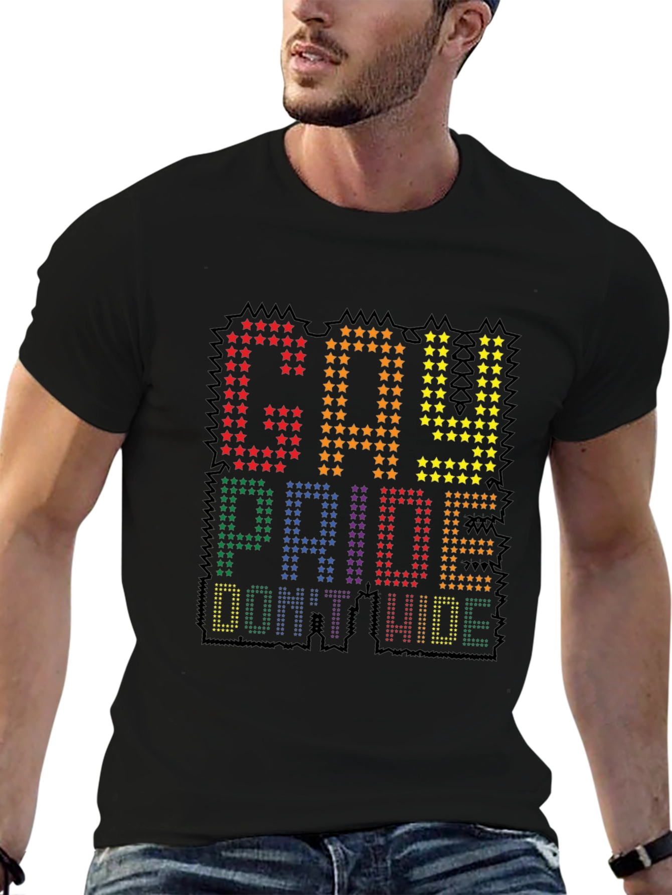 Gay Pride Graphic Tee - Rainbow Star Design