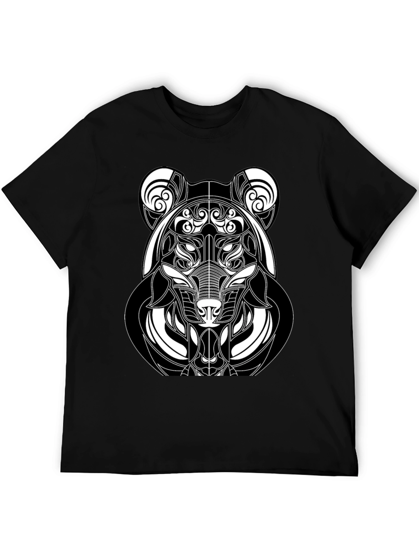Abstract Bear Graphic T-Shirt - Black