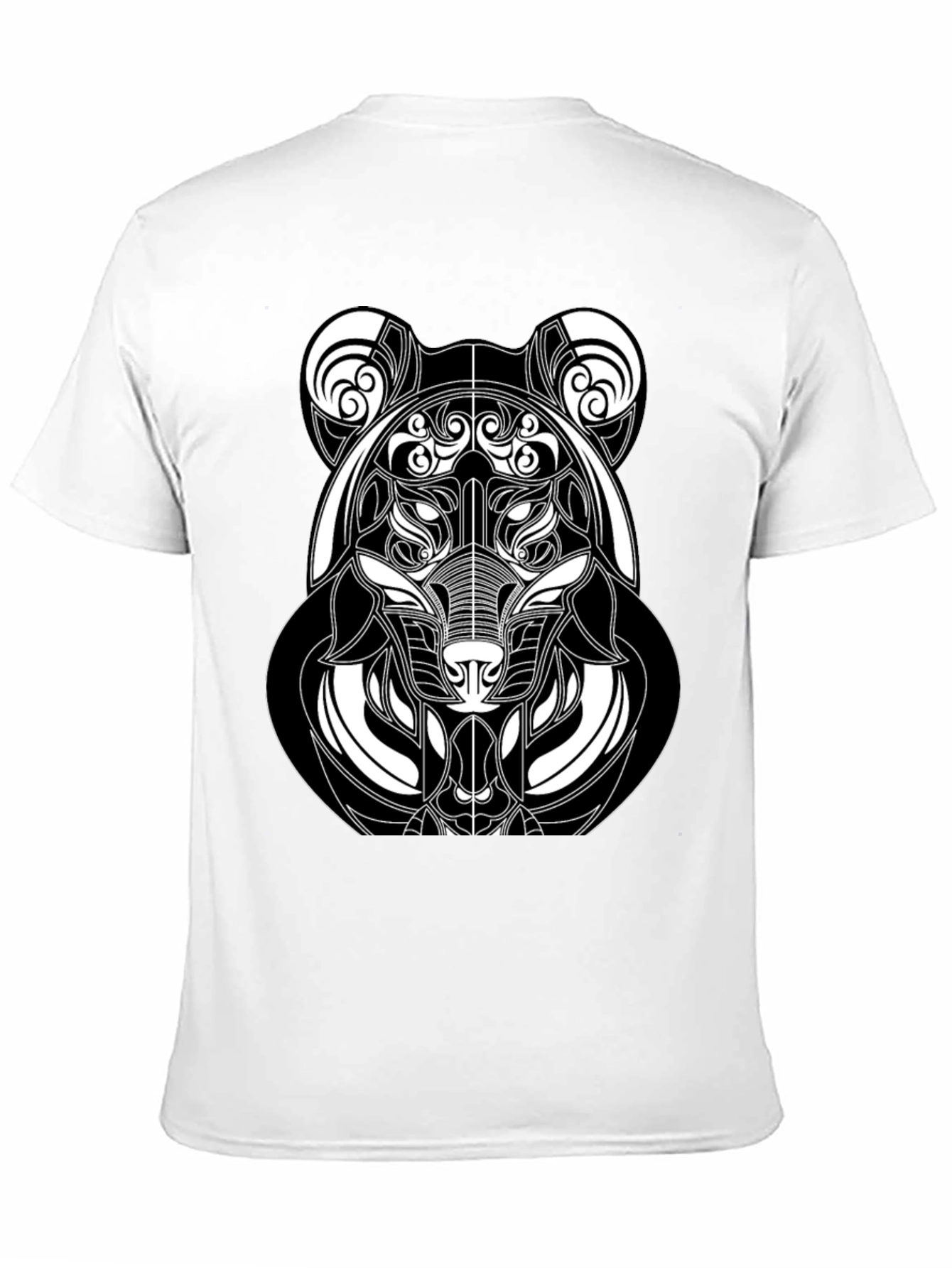 Abstract Bear Graphic T-Shirt - Black