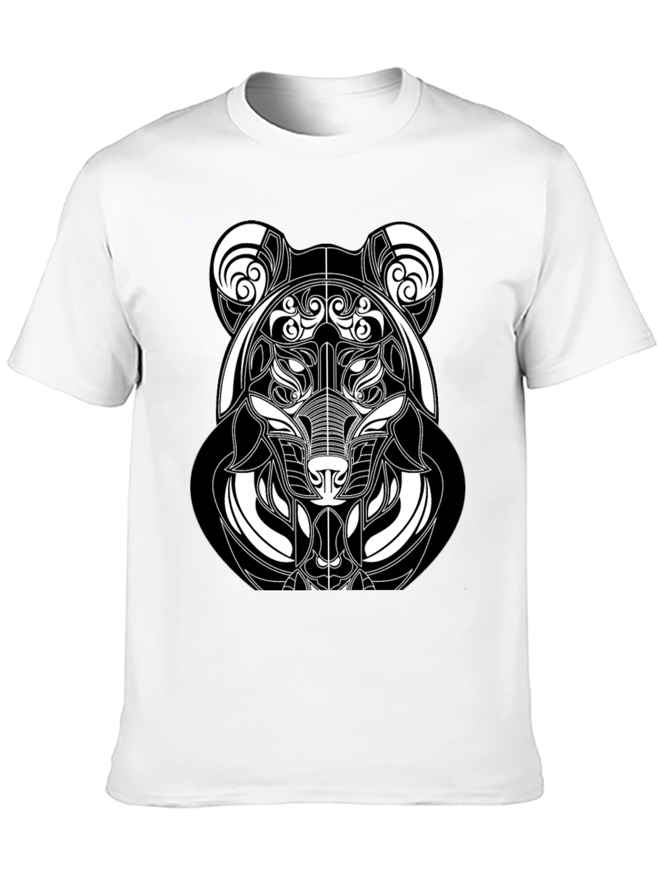Abstract Bear Graphic T-Shirt - Black