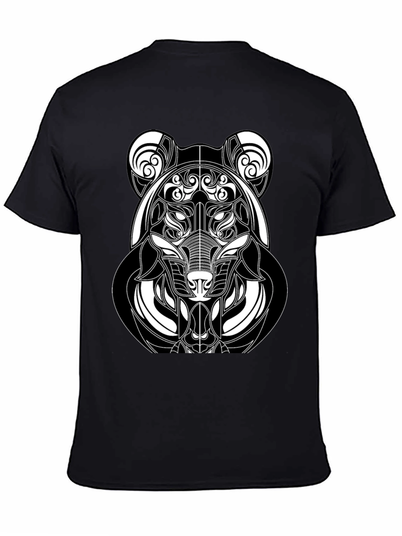 Abstract Bear Graphic T-Shirt - Black