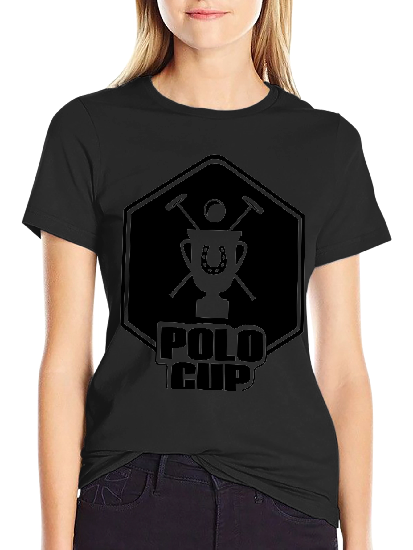 Polo Cup Graphic Tee - Classic Black Cotton T-Shirt