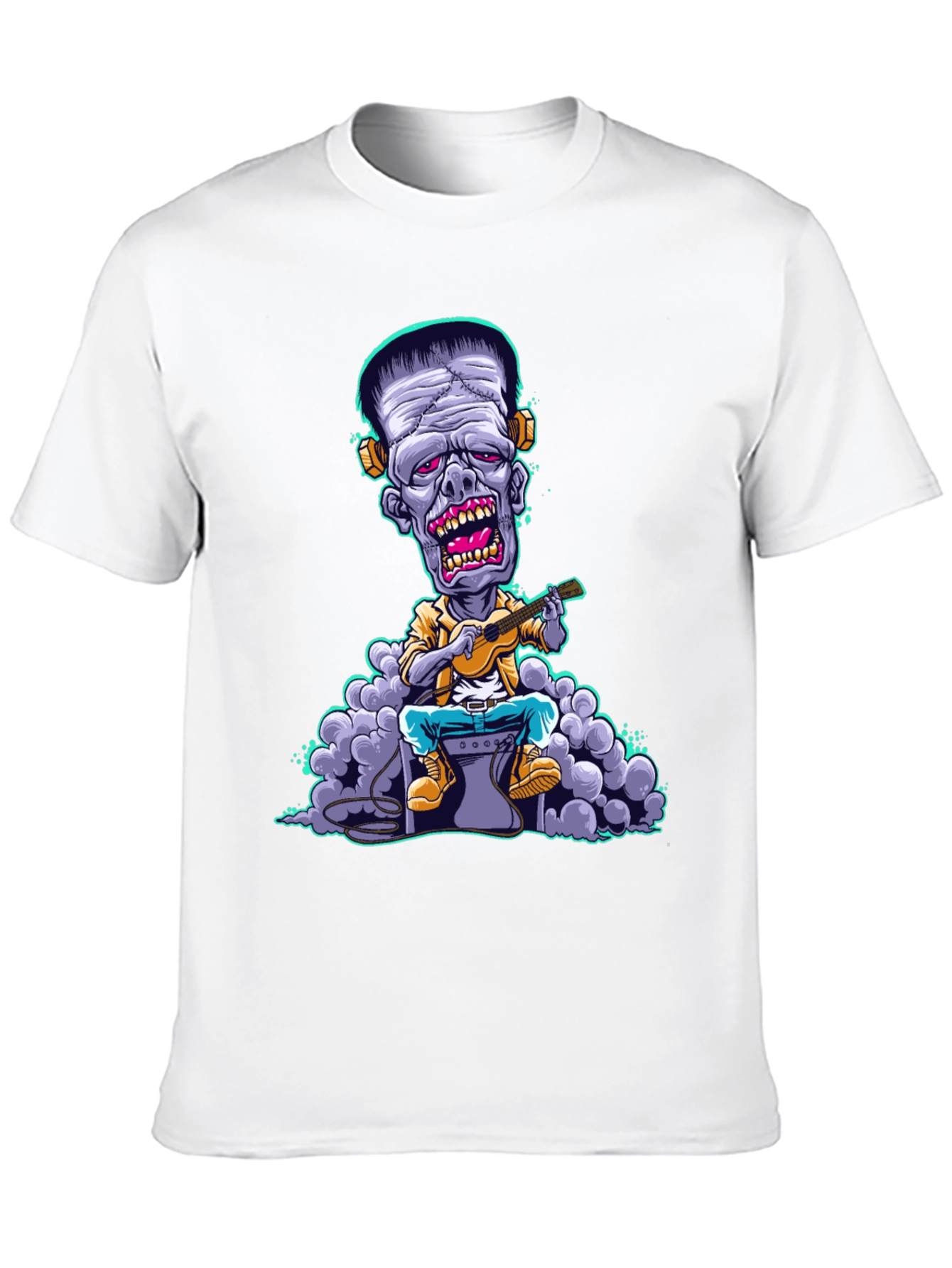 Frankenstein Monster Ukulele Player Graphic T-Shirt