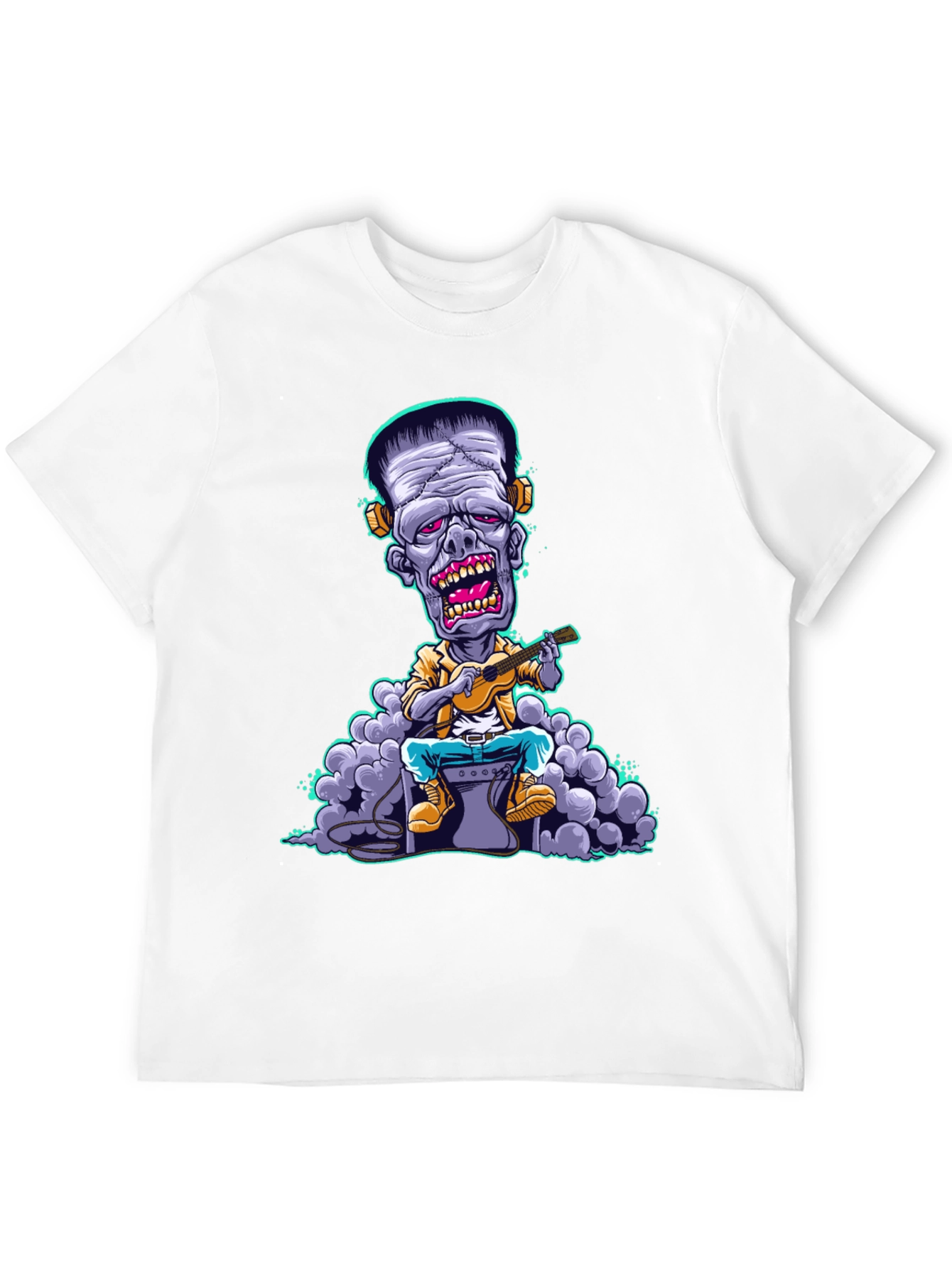 Frankenstein Monster Ukulele Player Graphic T-Shirt