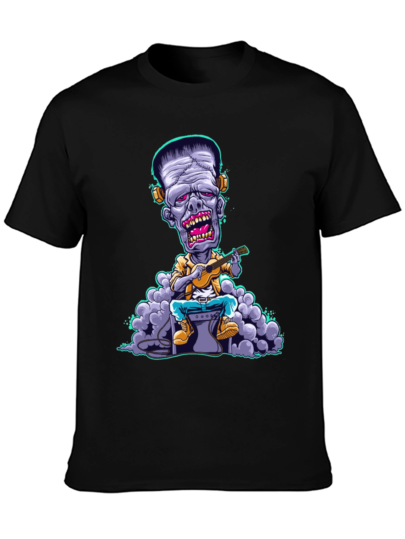 Frankenstein Monster Ukulele Player Graphic T-Shirt