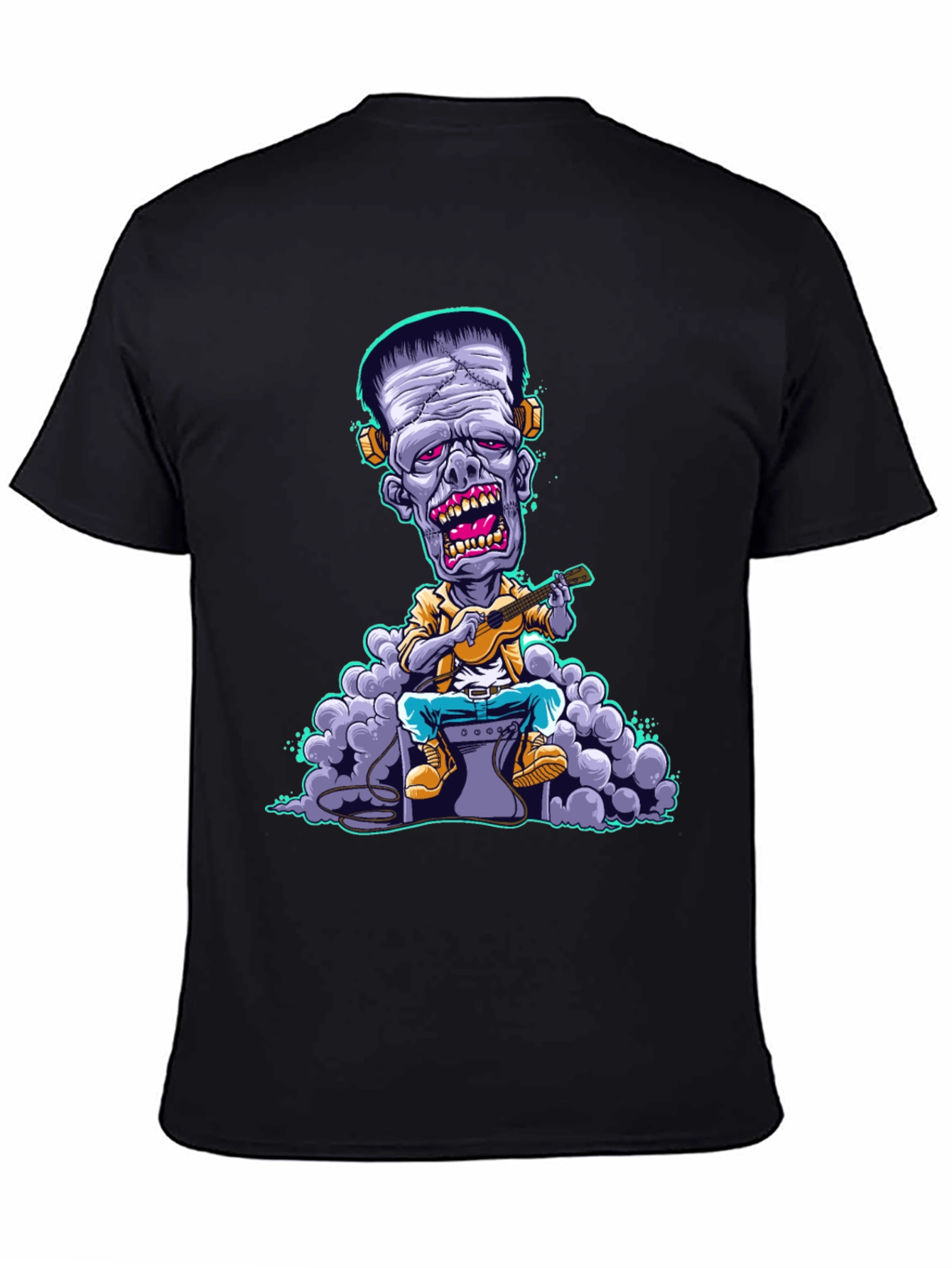 Frankenstein Monster Ukulele Player Graphic T-Shirt
