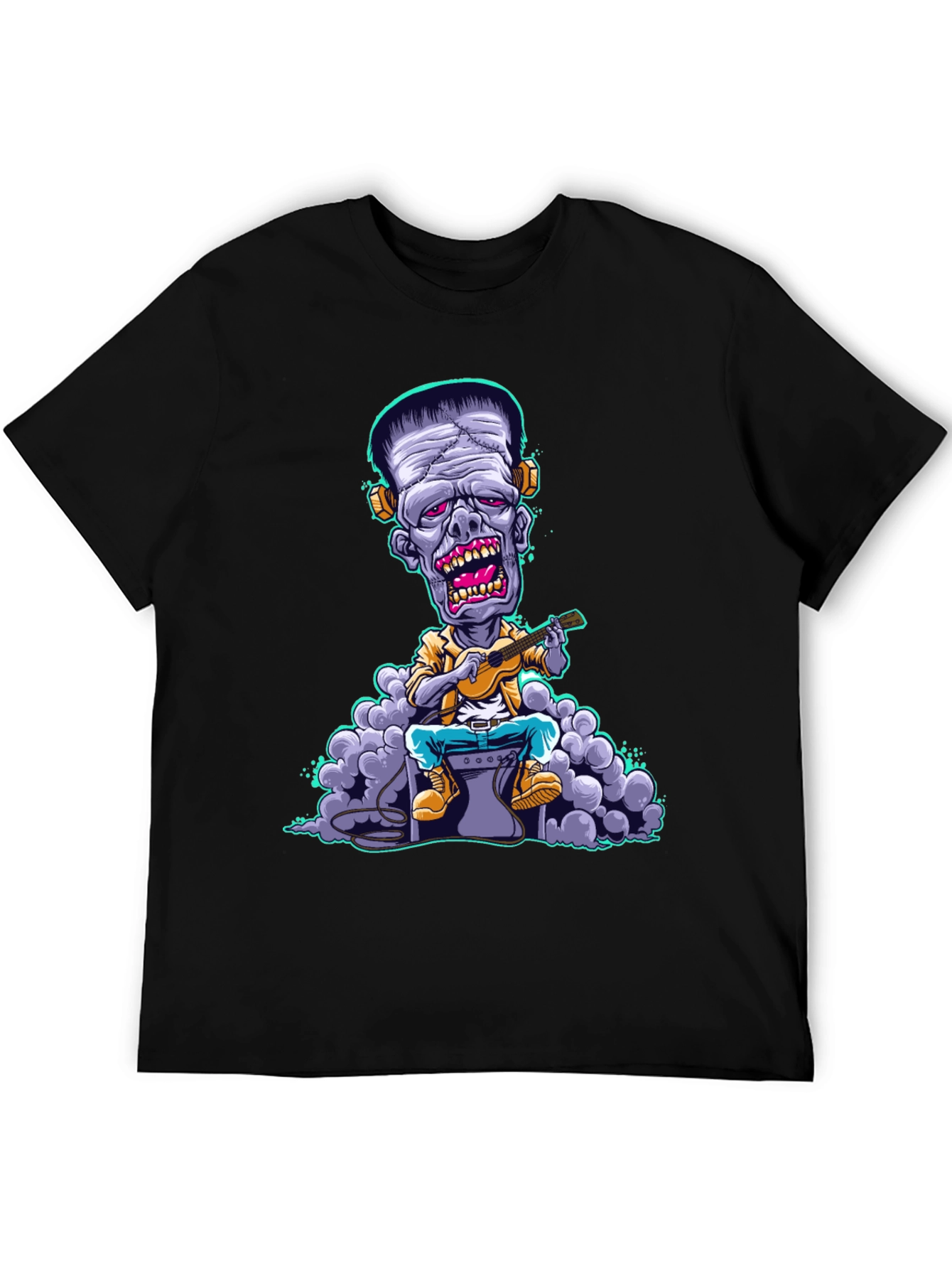 Frankenstein Monster Ukulele Player Graphic T-Shirt