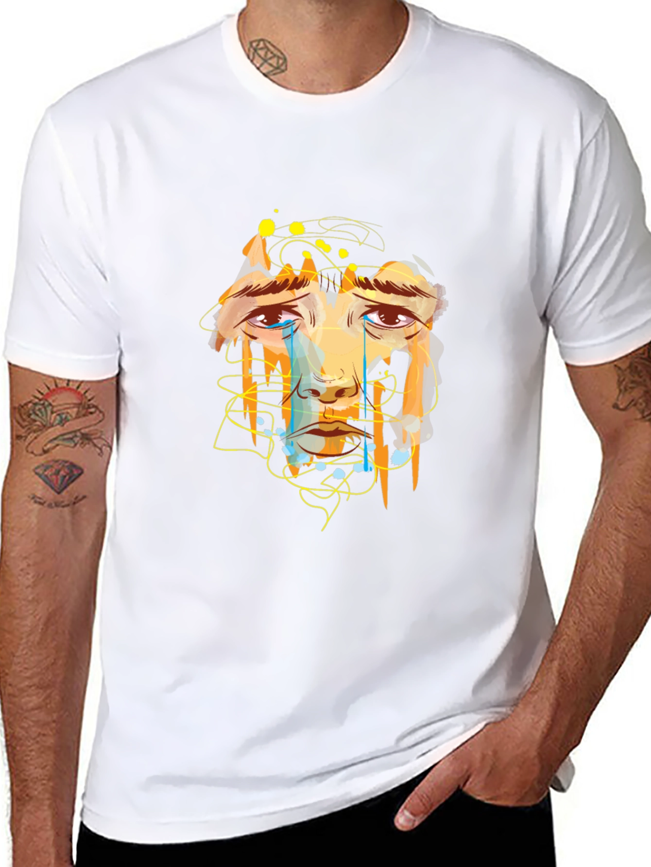Emotional Face Graphic Black T-Shirt