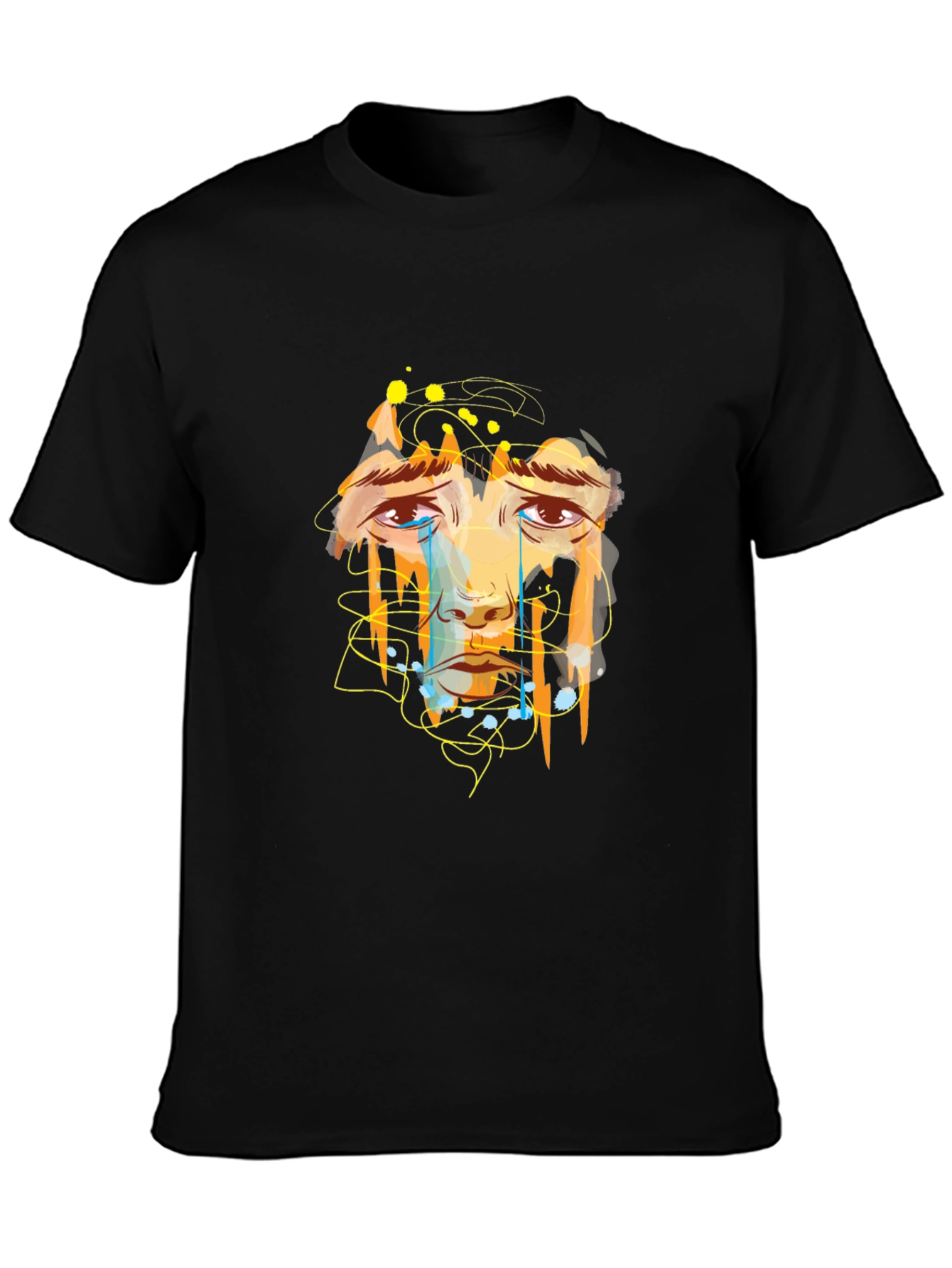 Emotional Face Graphic Black T-Shirt