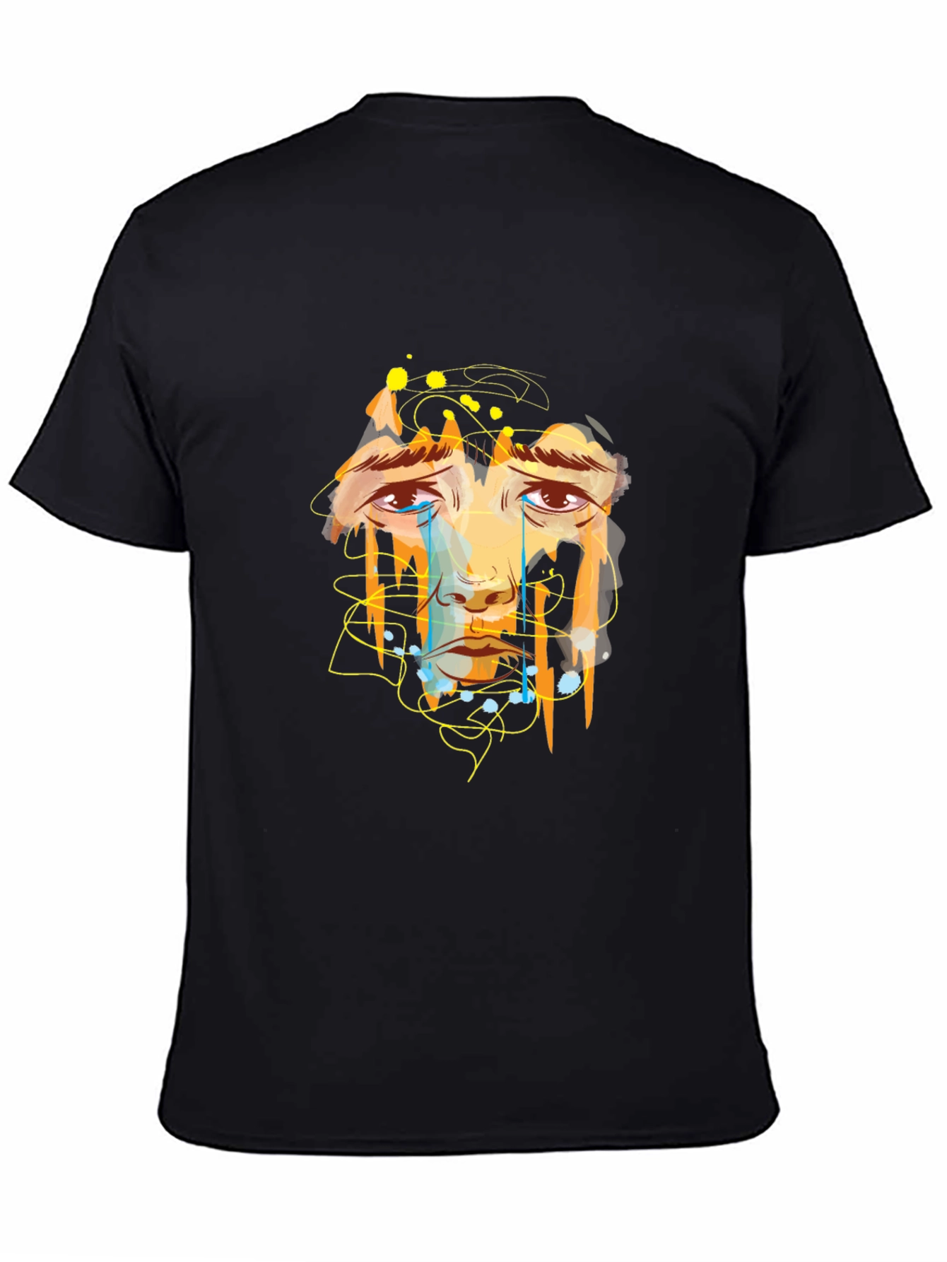 Emotional Face Graphic Black T-Shirt