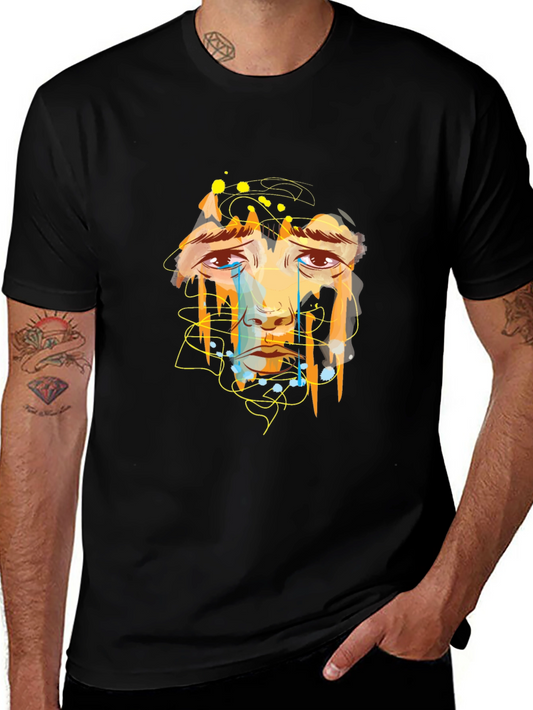 Emotional Face Graphic Black T-Shirt