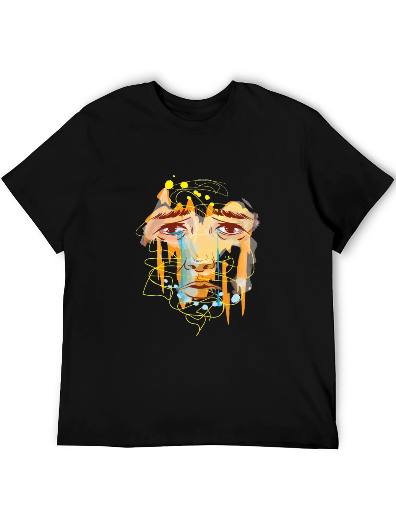 Emotional Face Graphic Black T-Shirt