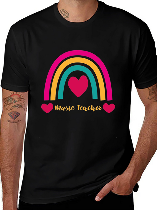 Music Teacher Rainbow Heart T-Shirt