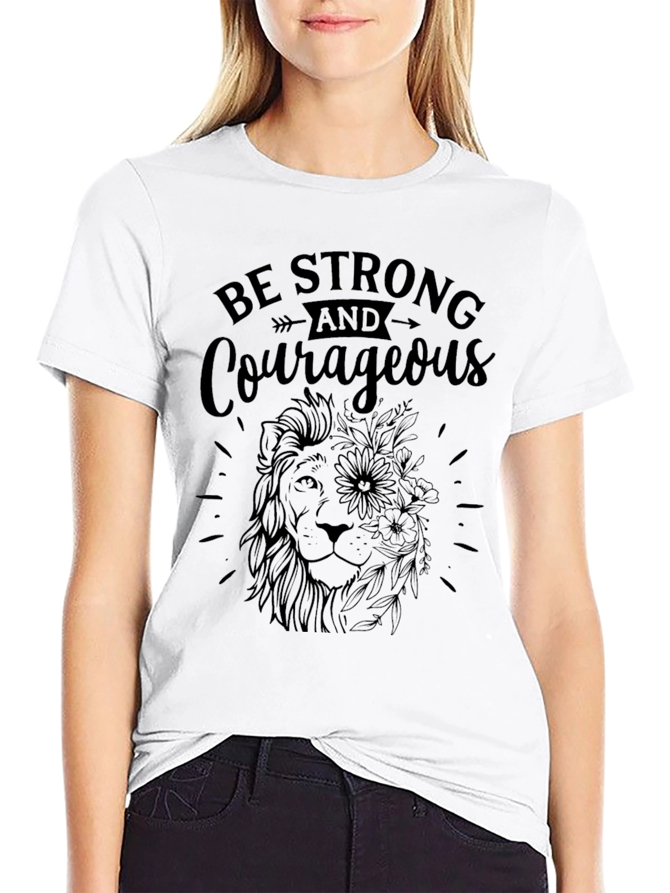 Be Strong & Courageous Lion Graphic Tee