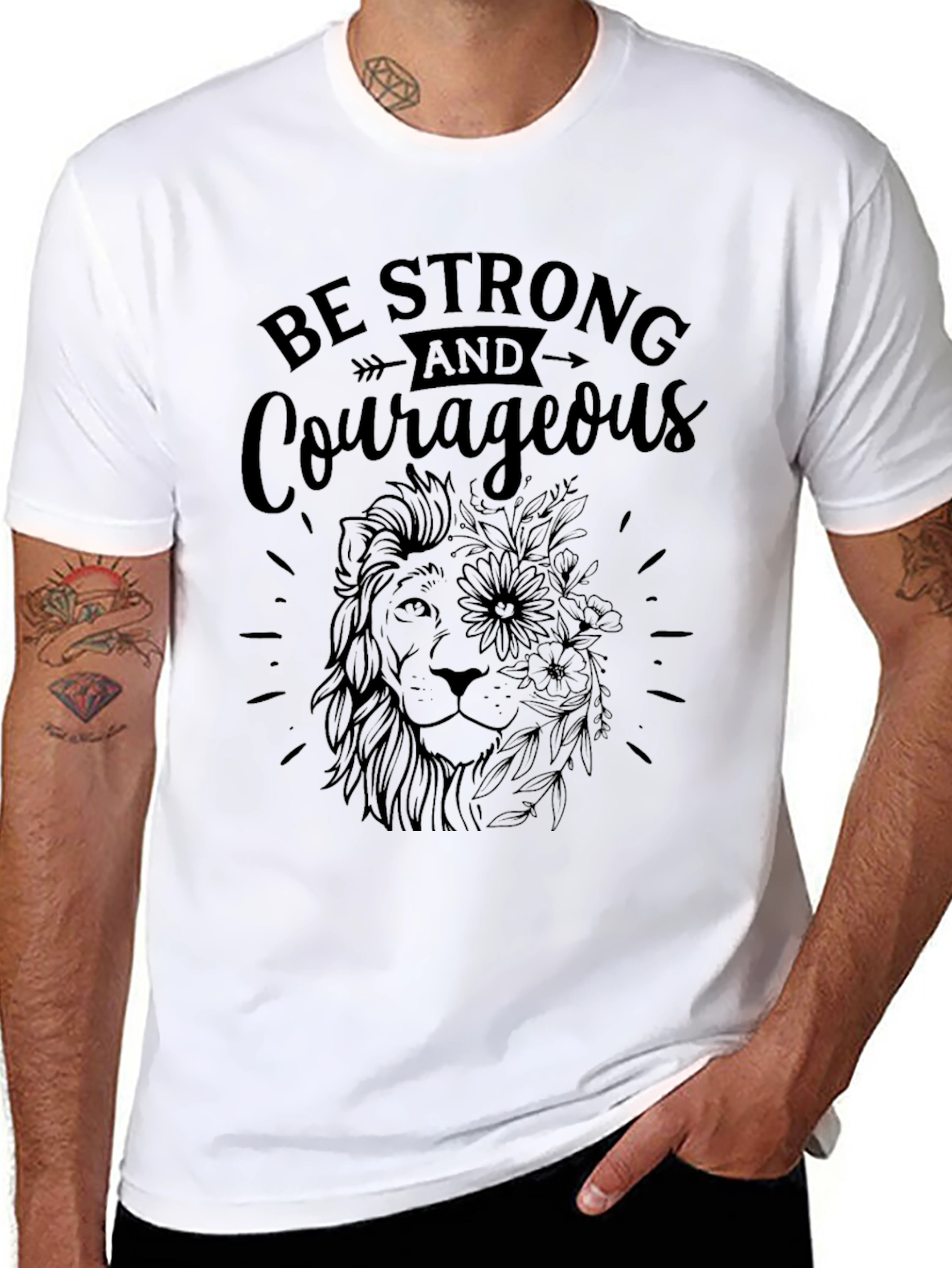 Be Strong & Courageous Lion Graphic Tee