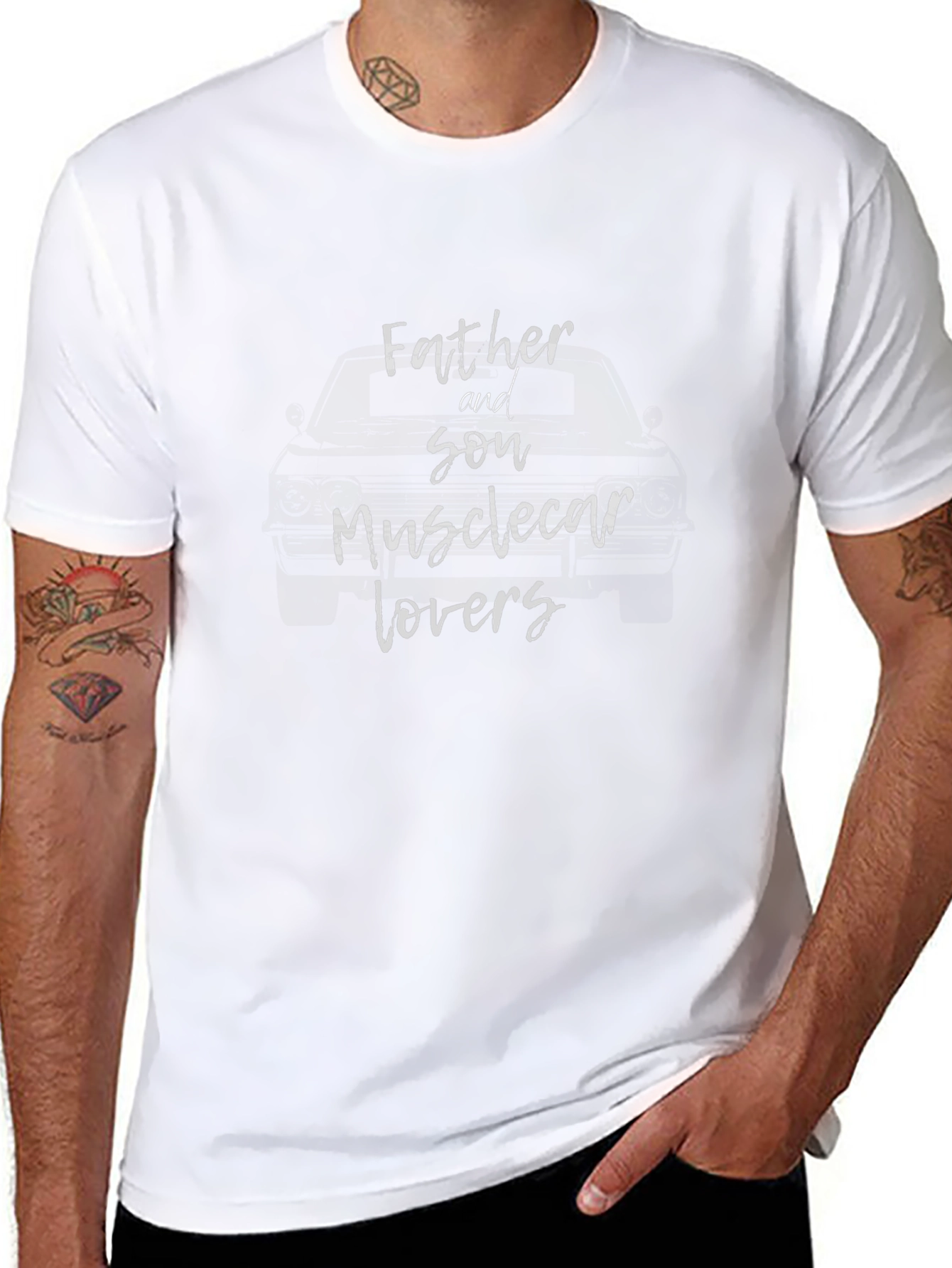 Father and Son Muscle Car Lovers Graphic Tee