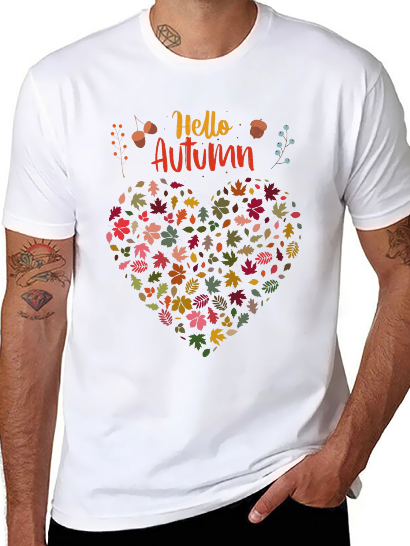Hello Autumn Leaf Heart Graphic Tee