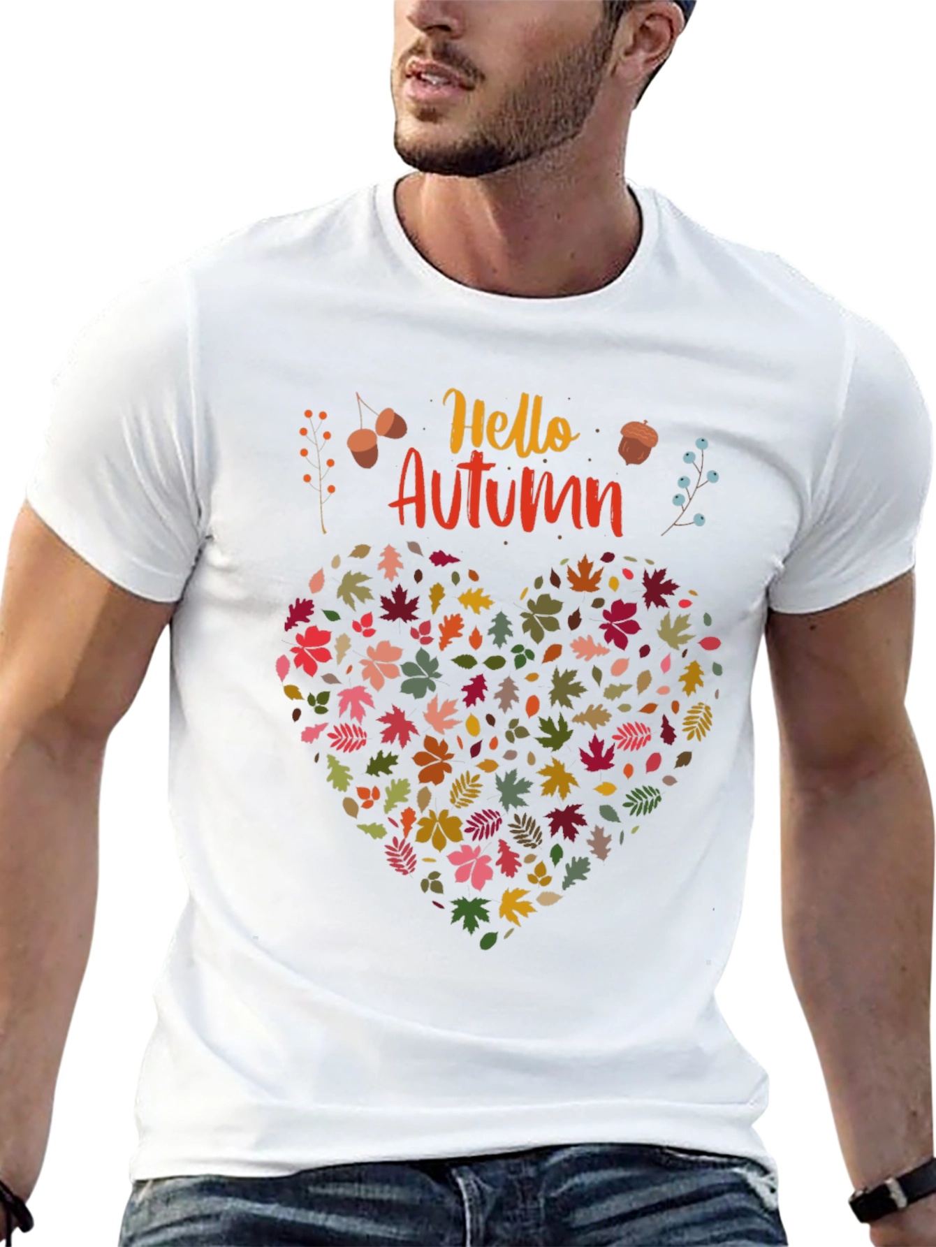 Hello Autumn Leaf Heart Graphic Tee